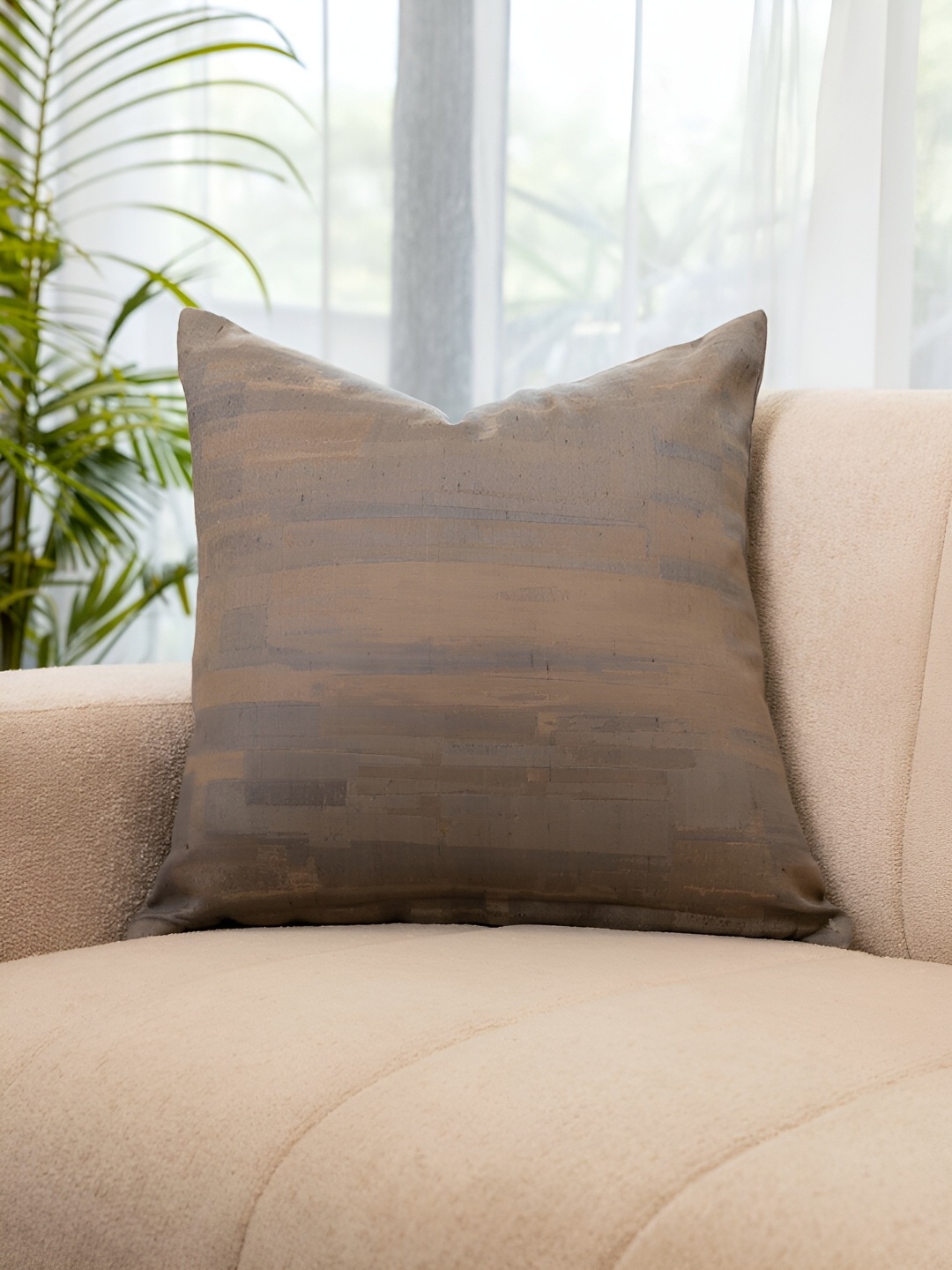 

Eris Home Grey Abstract Textured Square Silk & Cotton Cushion Covers