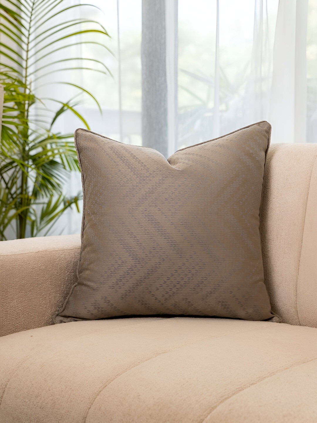 

Eris Home Beige Square Textured Silk & Cotton Cushion Covers