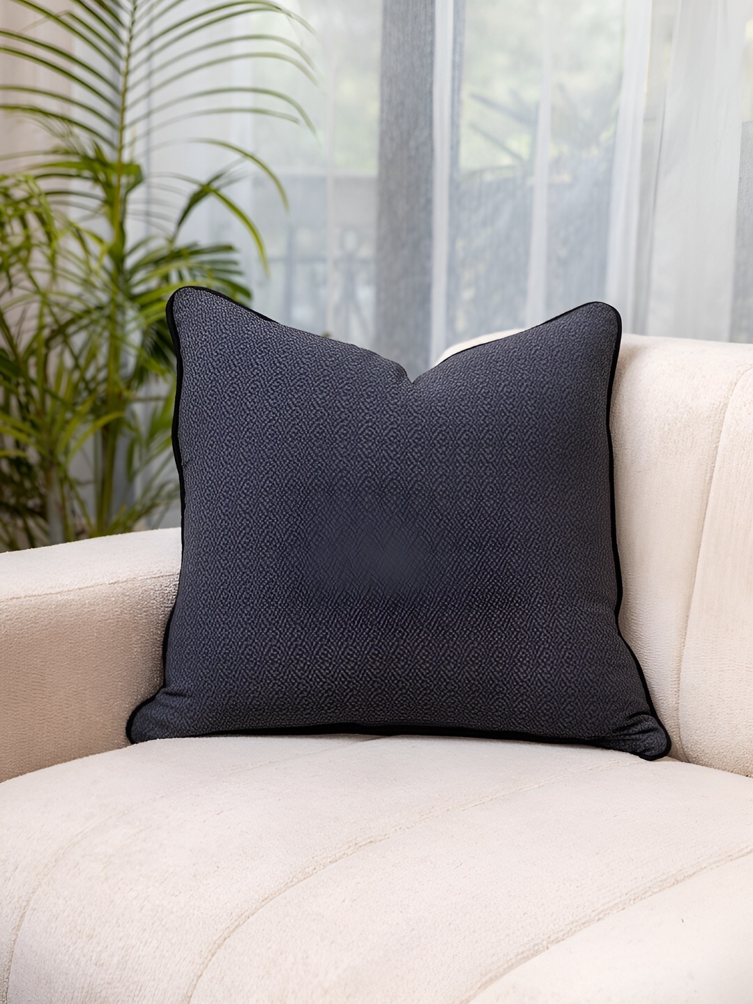 

Eris Home Grey Abstract Printed Square Cotton Textured Cushion Cover