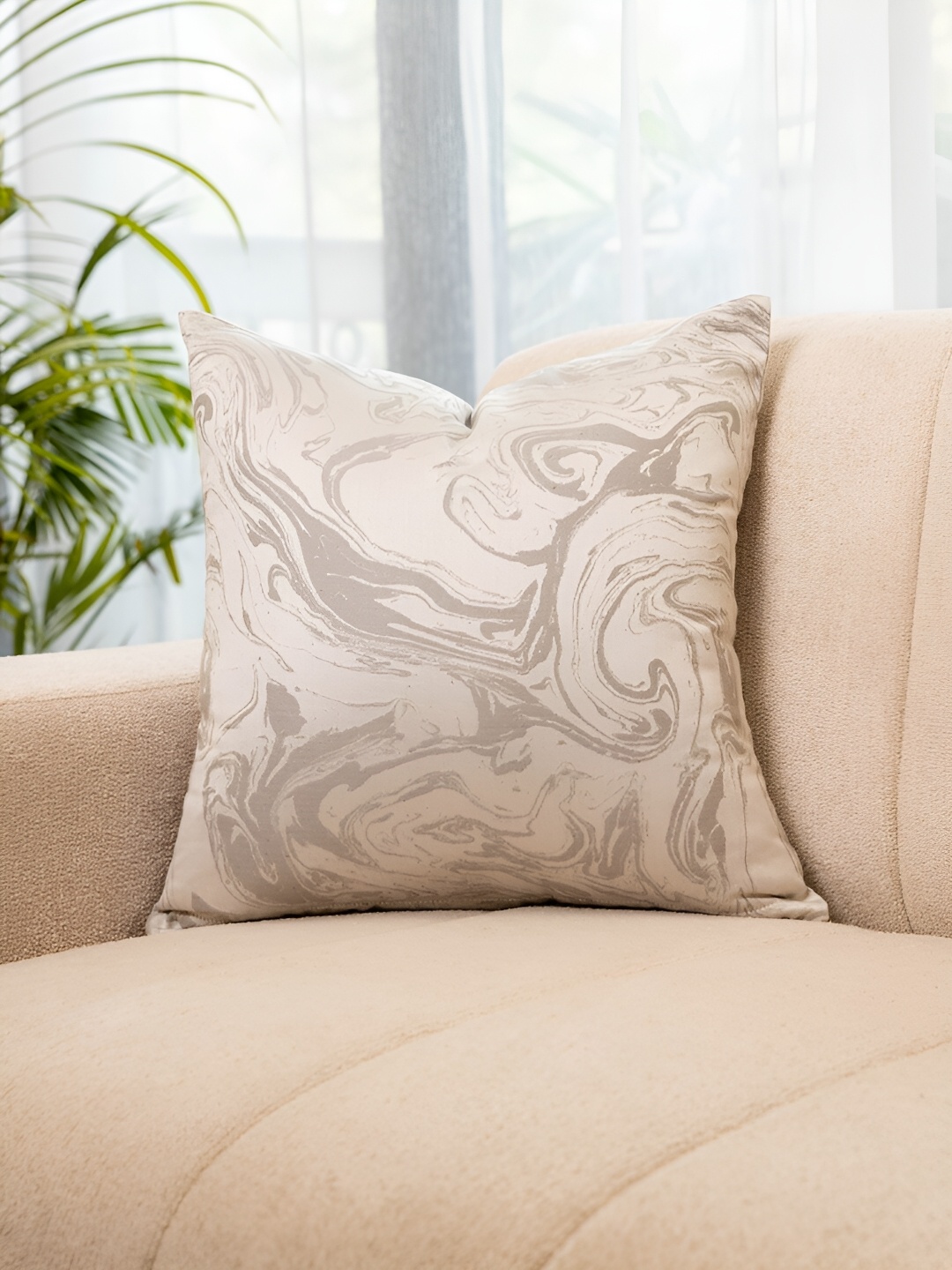 

Eris Home Silver-Toned Abstract Textured Square Silk & Cotton Cushion Covers