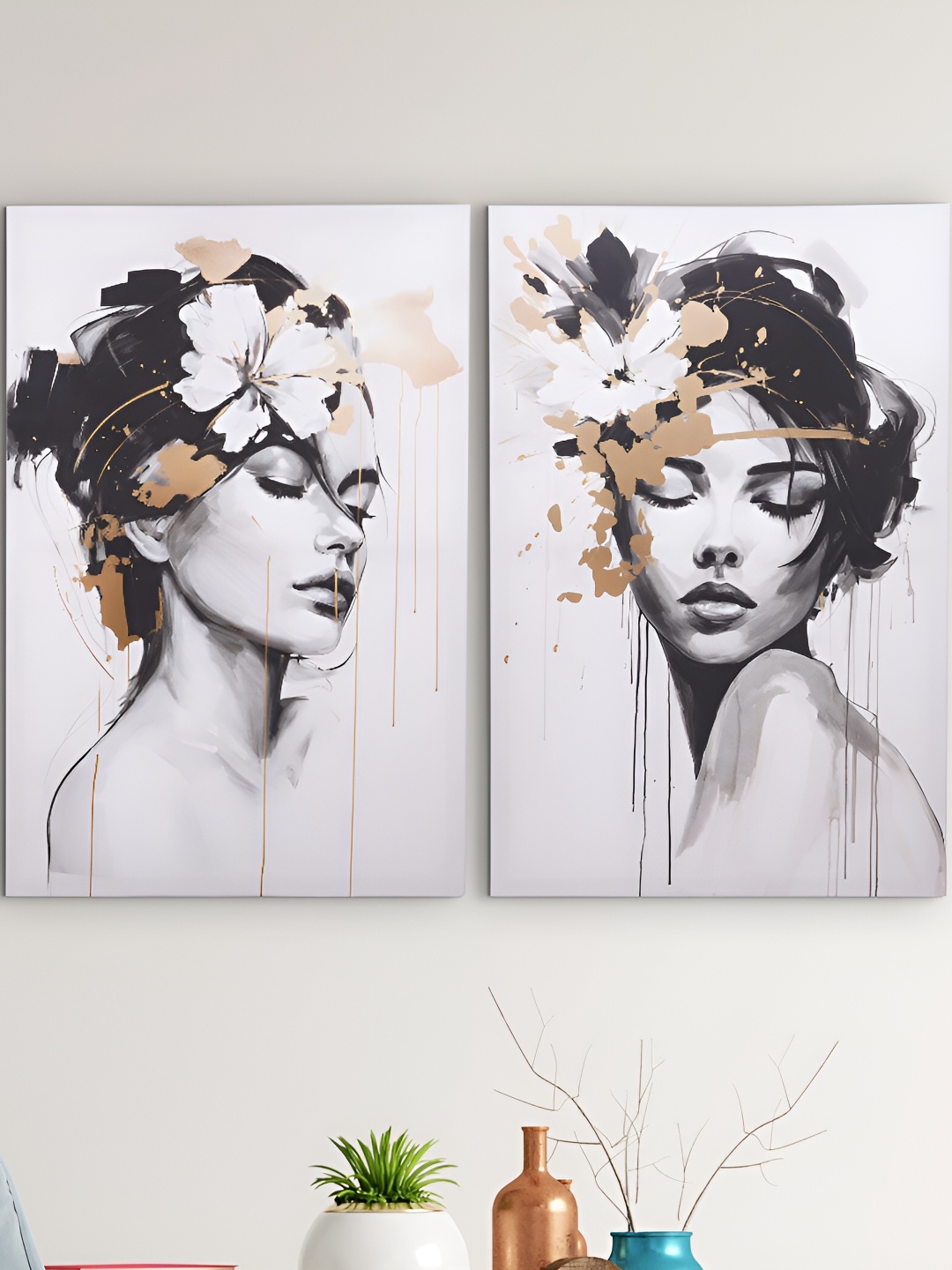 

Home Centre Corsica Sappire White & Black 2 Pieces Self Design Wall Photo Frames