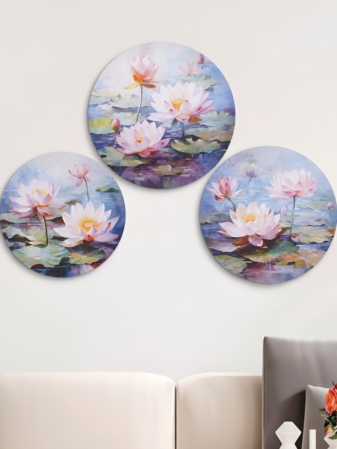 

Home Centre Blue & Pink 3 Pieces Canvas Floral Wall Art