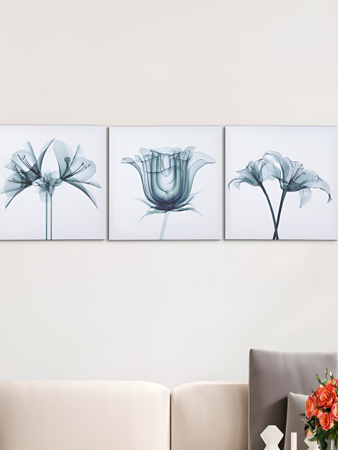 

Home Centre Corsica Brezza White & Grey 3 Pieces Floral Canvas Wall Art