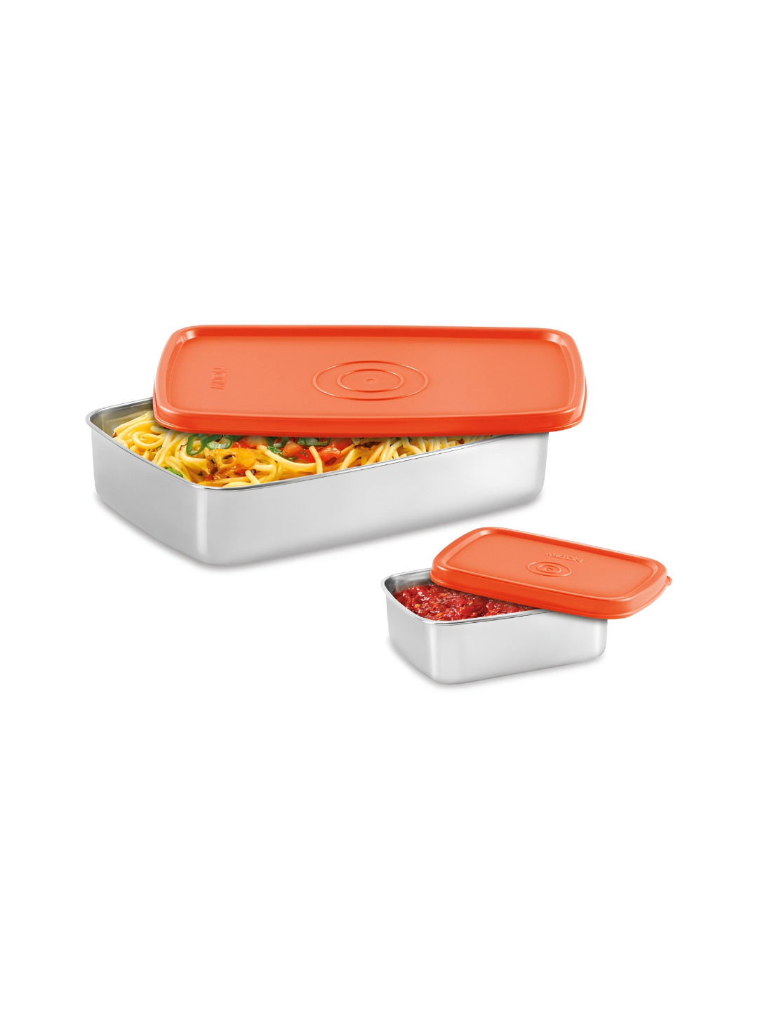 

Milton Steel Pro Lunch Jr. 2 Pieces Orange Stainless Steel Leak Proof Lunch Boxes