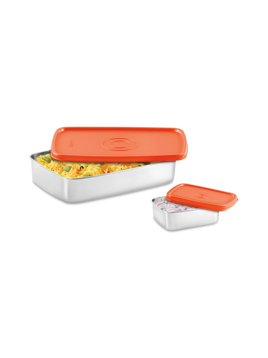 

Milton Steel Pro Lunch Sr. 2 Pieces Orange Stainless Steel Leak Proof Lunch Boxes