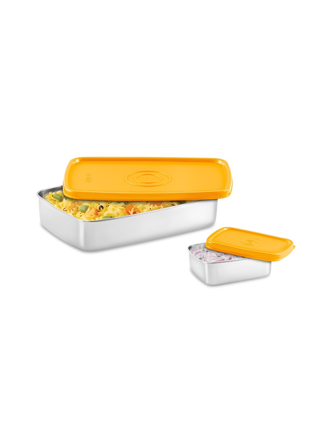

Milton Steel Pro Lunch Sr. 2 Pieces Yellow Stainless Steel Leak Proof Lunch Boxes