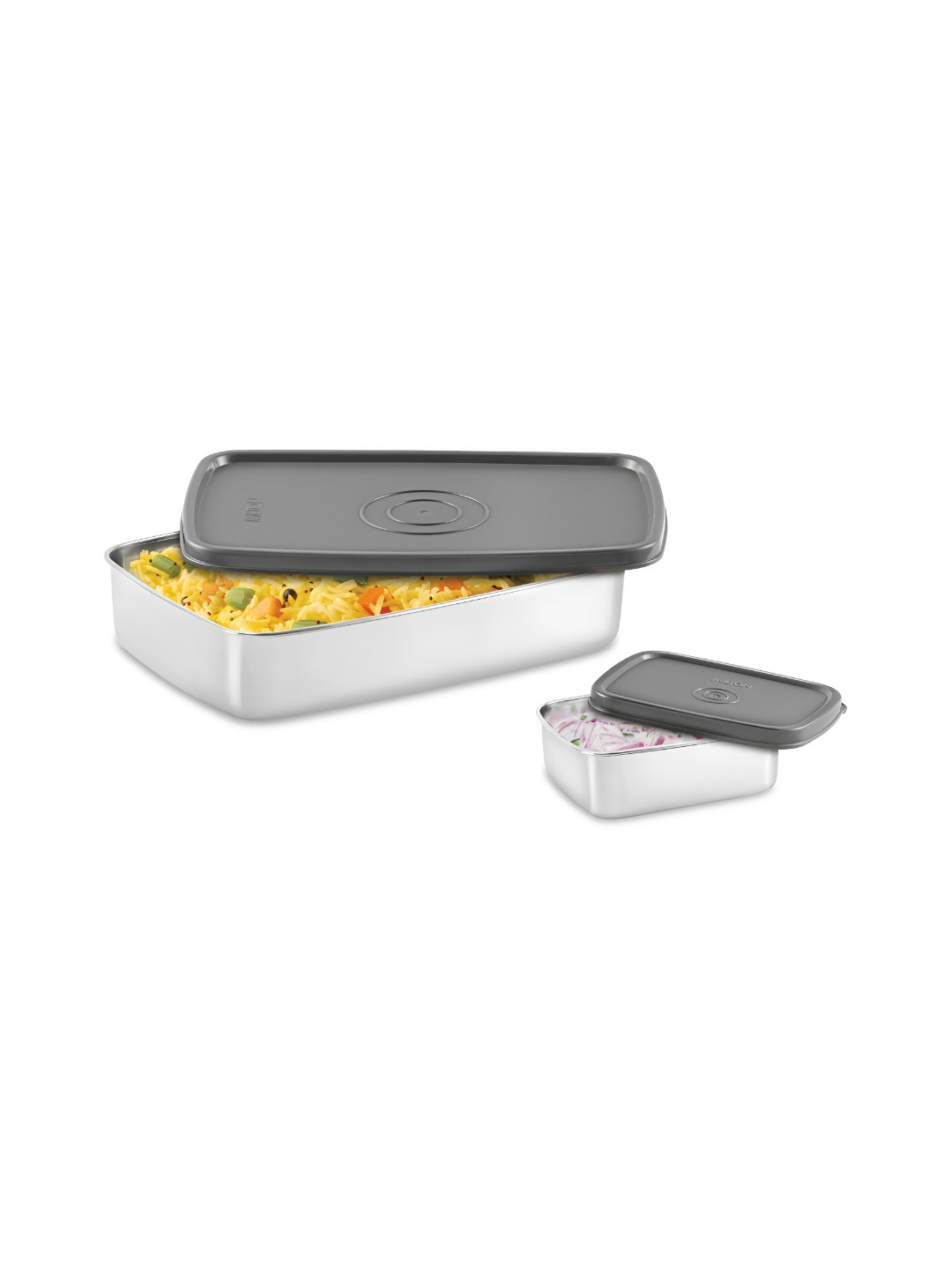 

Milton Pro Lunch Sr. 2 Pieces Yellow Stainless Steel Leak Proof Lunch Boxes, Grey
