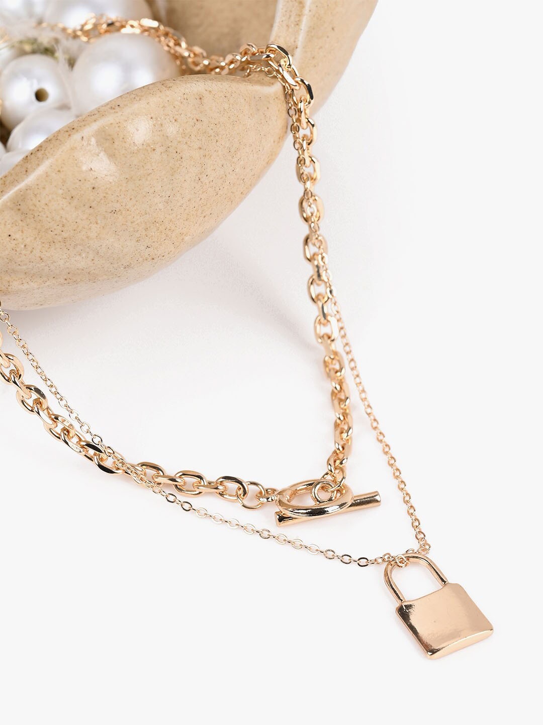 

Kazo Gold-Plated Layered Lock Charm Necklace