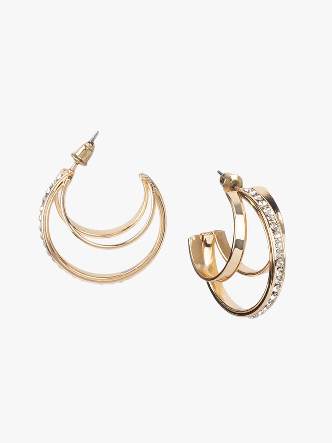 

Kazo Gold-Plated Contemporary Layered Half Hoop Earrings