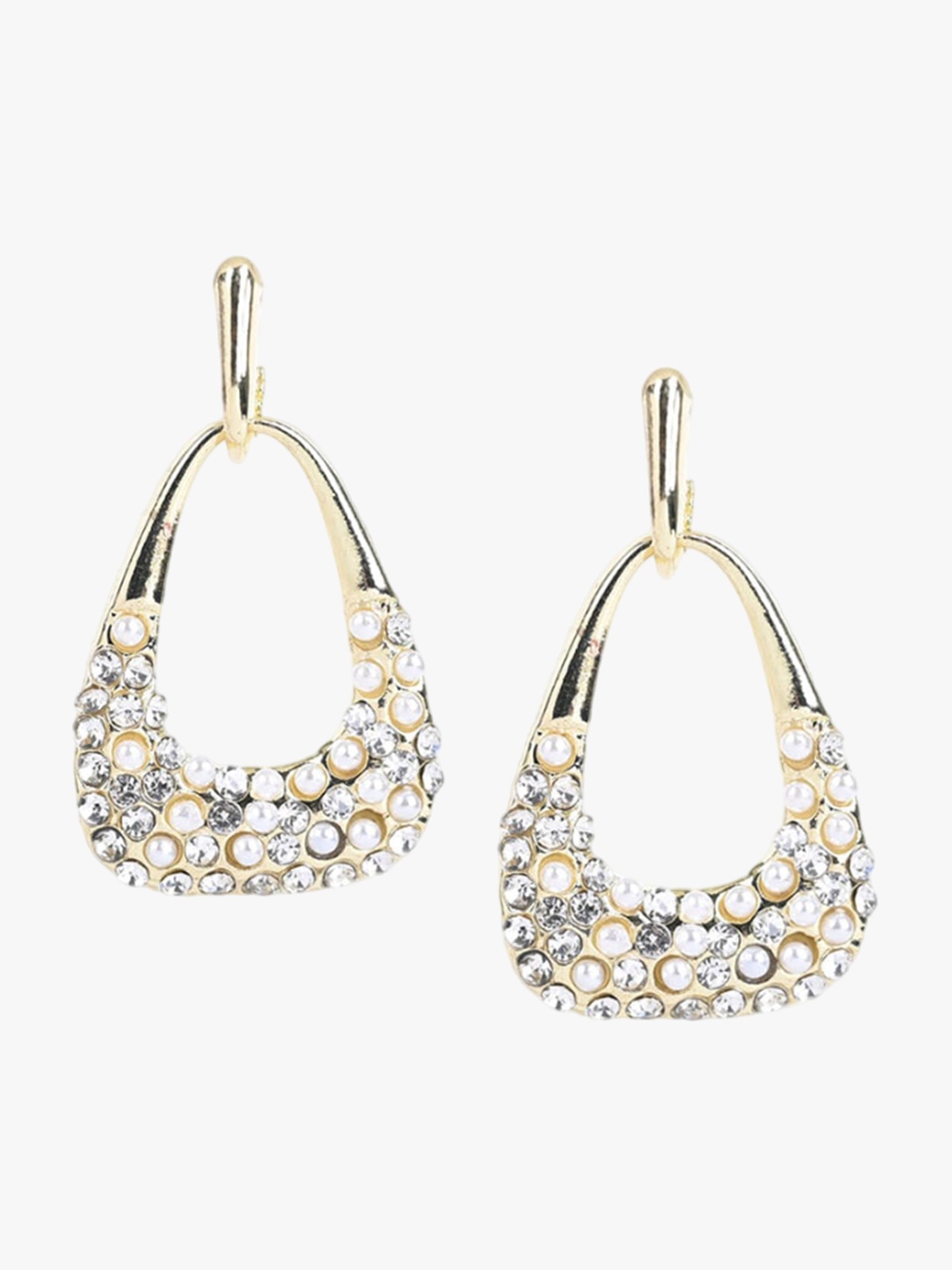 

Kazo Gold-Plated Stone Studded Contemporary Drop Earrings