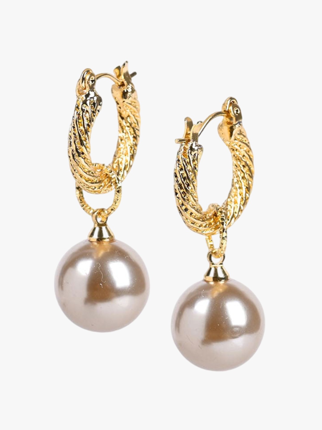 

Kazo Gold-Plated Pearls Beaded Contemporary Hoop Earrings