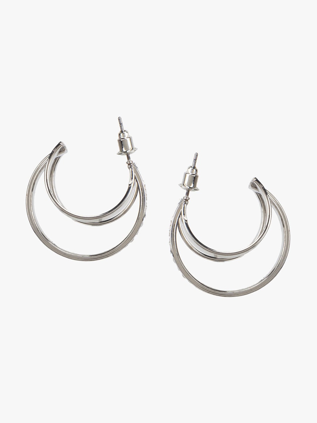 

Kazo Silver-Plated Contemporary Layered Half Hoop Earrings