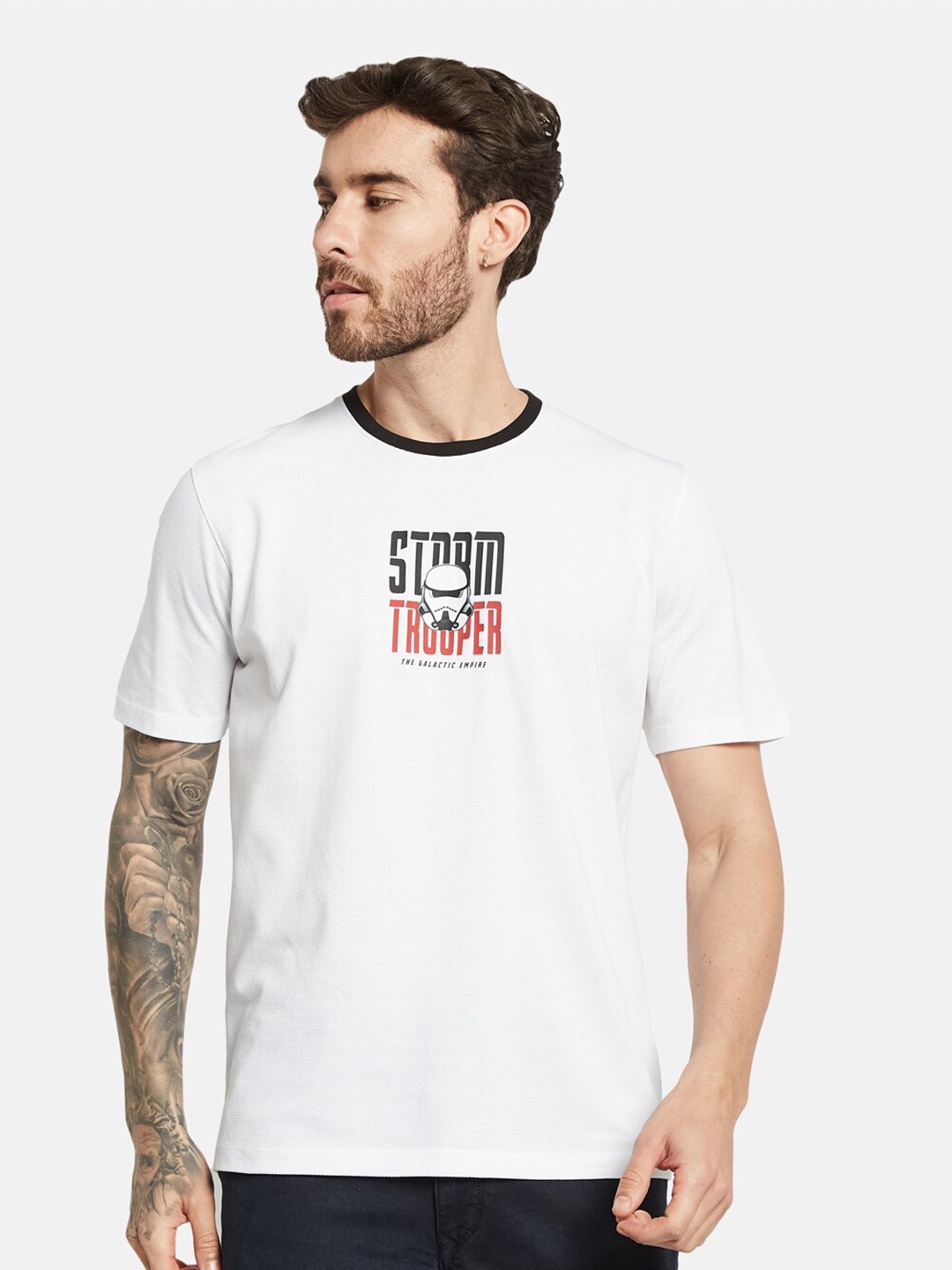 

Octave Typography Printed Cotton T-shirt, White