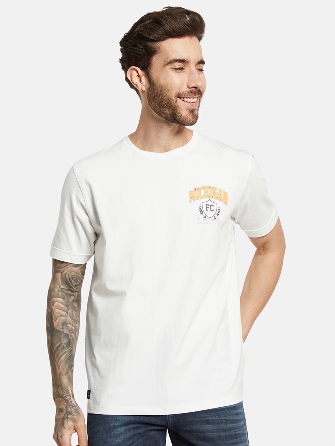 

Octave Printed Cotton T-shirt, White