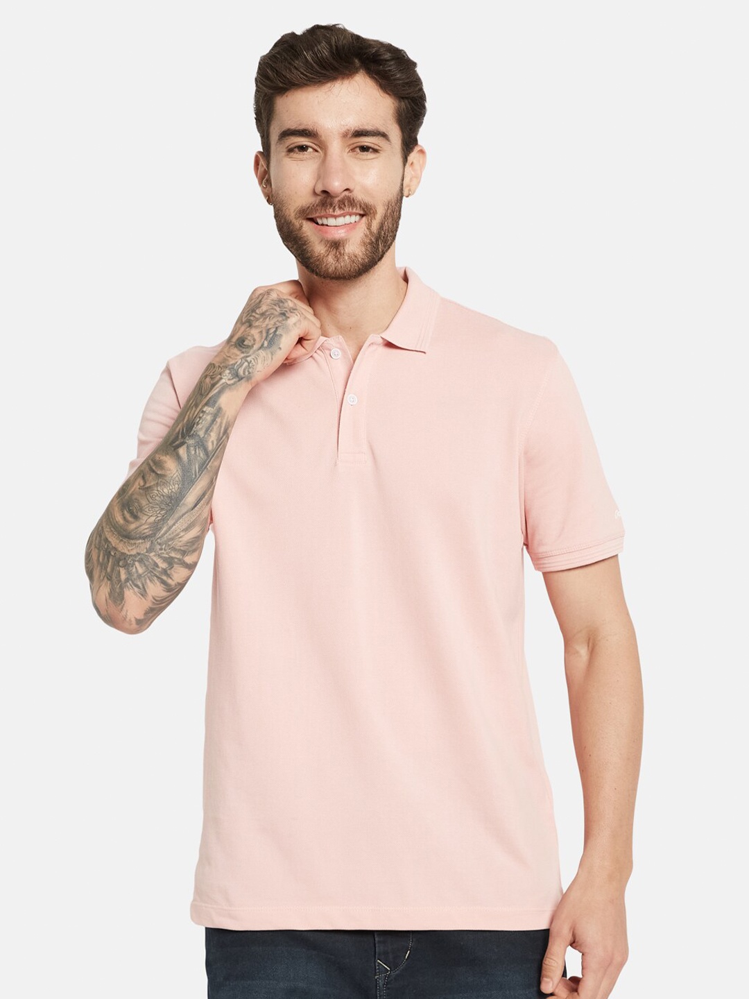 

Octave Polo Collar Cotton T-shirt, Pink