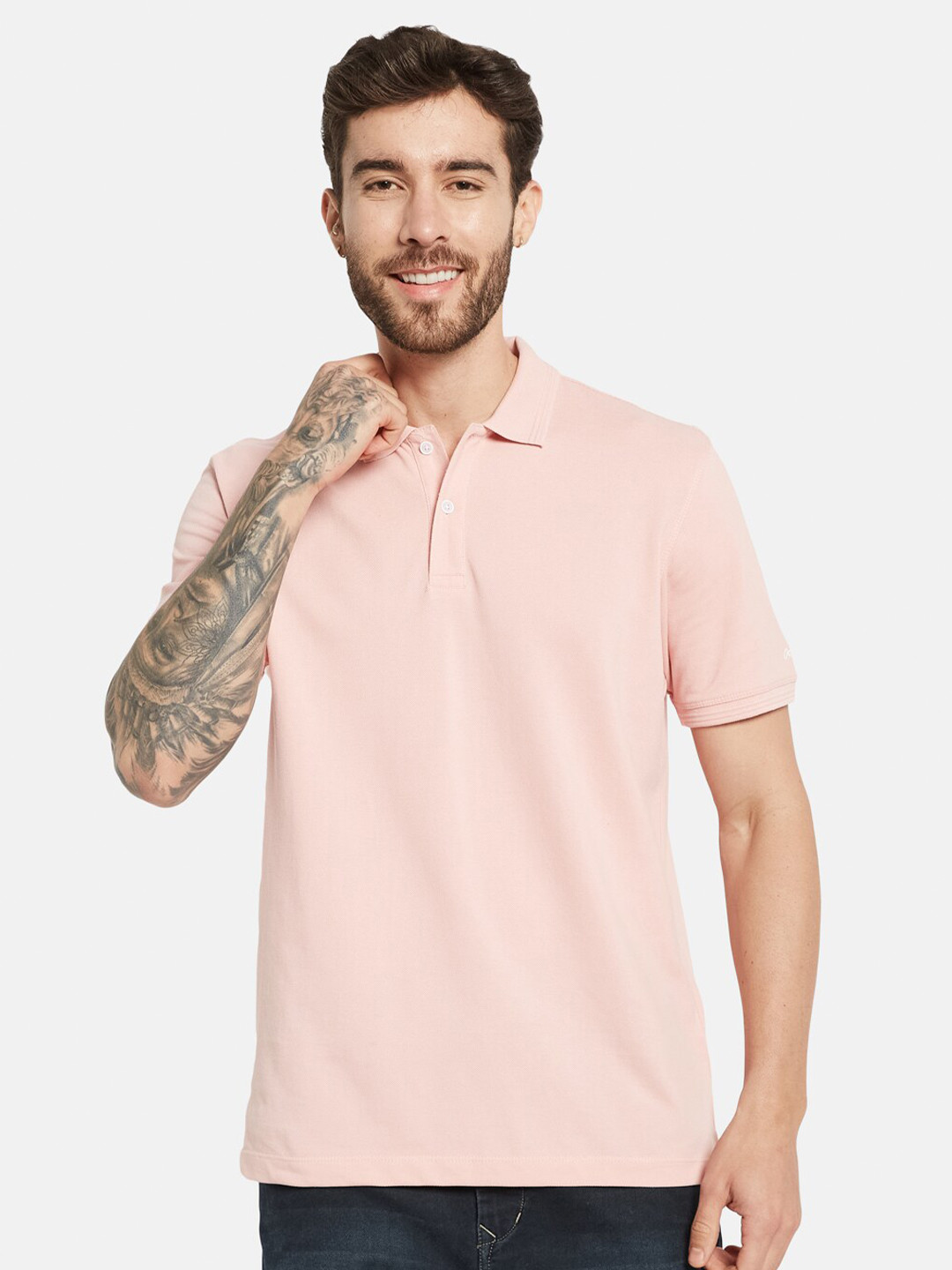

Octave Polo Collar Cotton T-shirt, Pink
