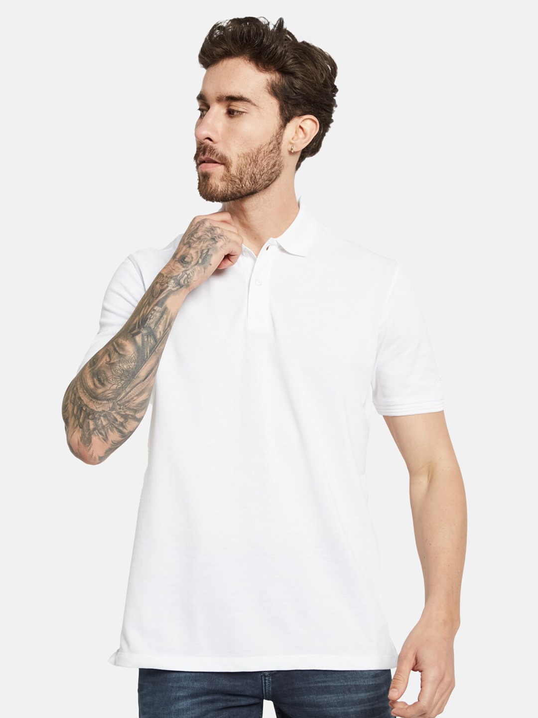 

Octave Polo Collar Cotton T-shirt, White