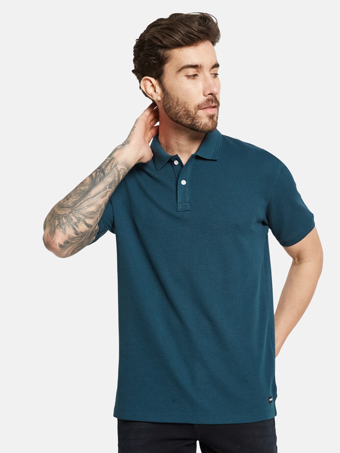 

Octave Polo Collar Cotton T-shirt, Green