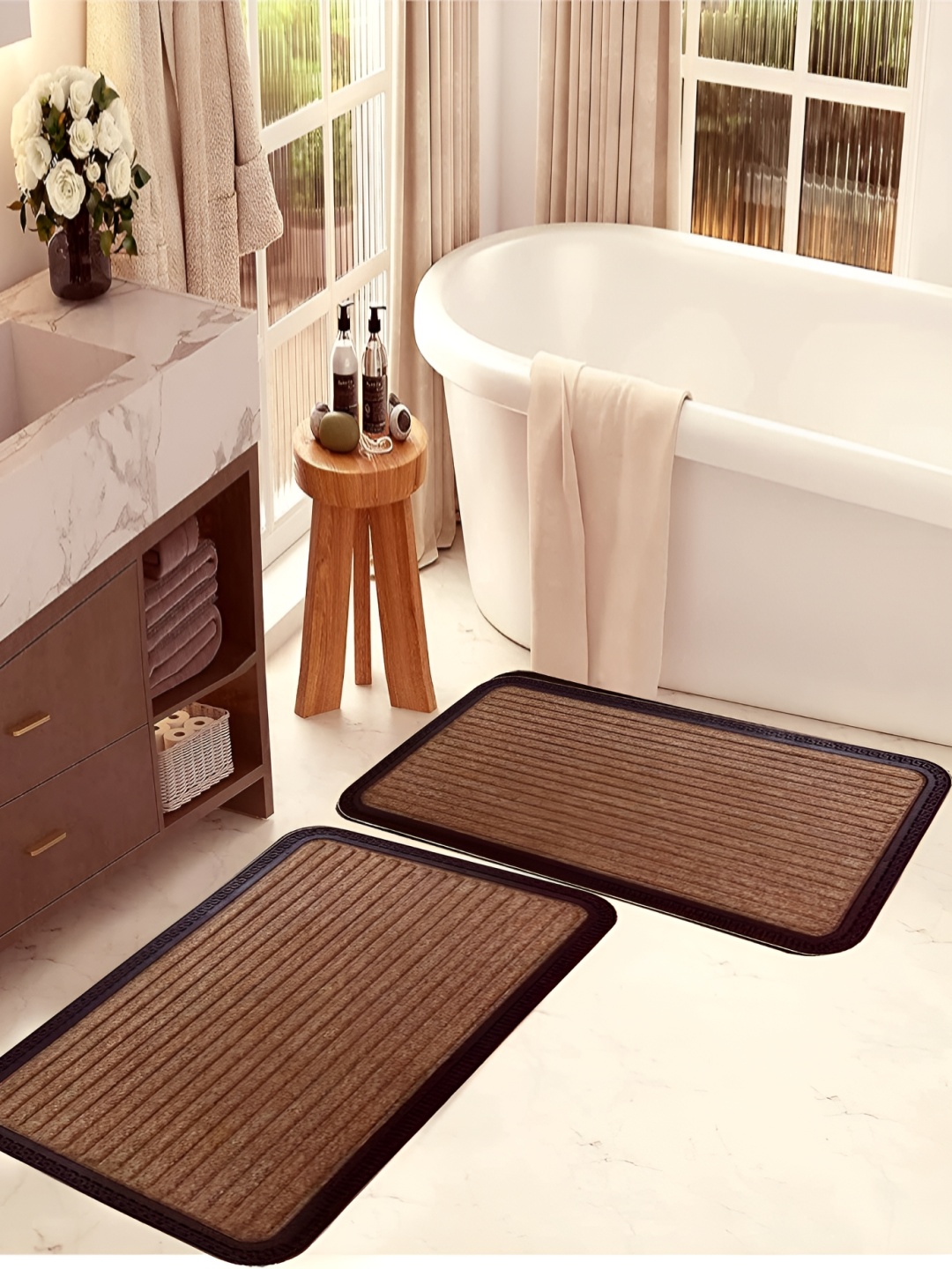 

AaHo Decor Brown 2 Pcs Anti-Skid Doormat