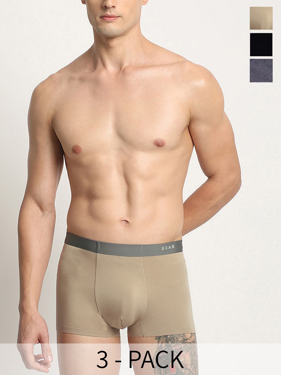 

THE BEAR HOUSE Pack Of 3 Assorted Breathability Trunks BRI-ISACA-P3-N