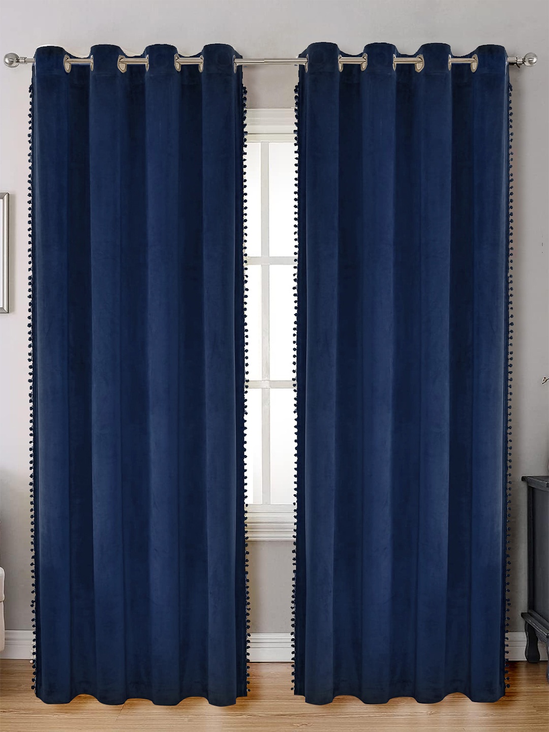 

STITCHNEST Blue Velvet Black Out Window Curtain