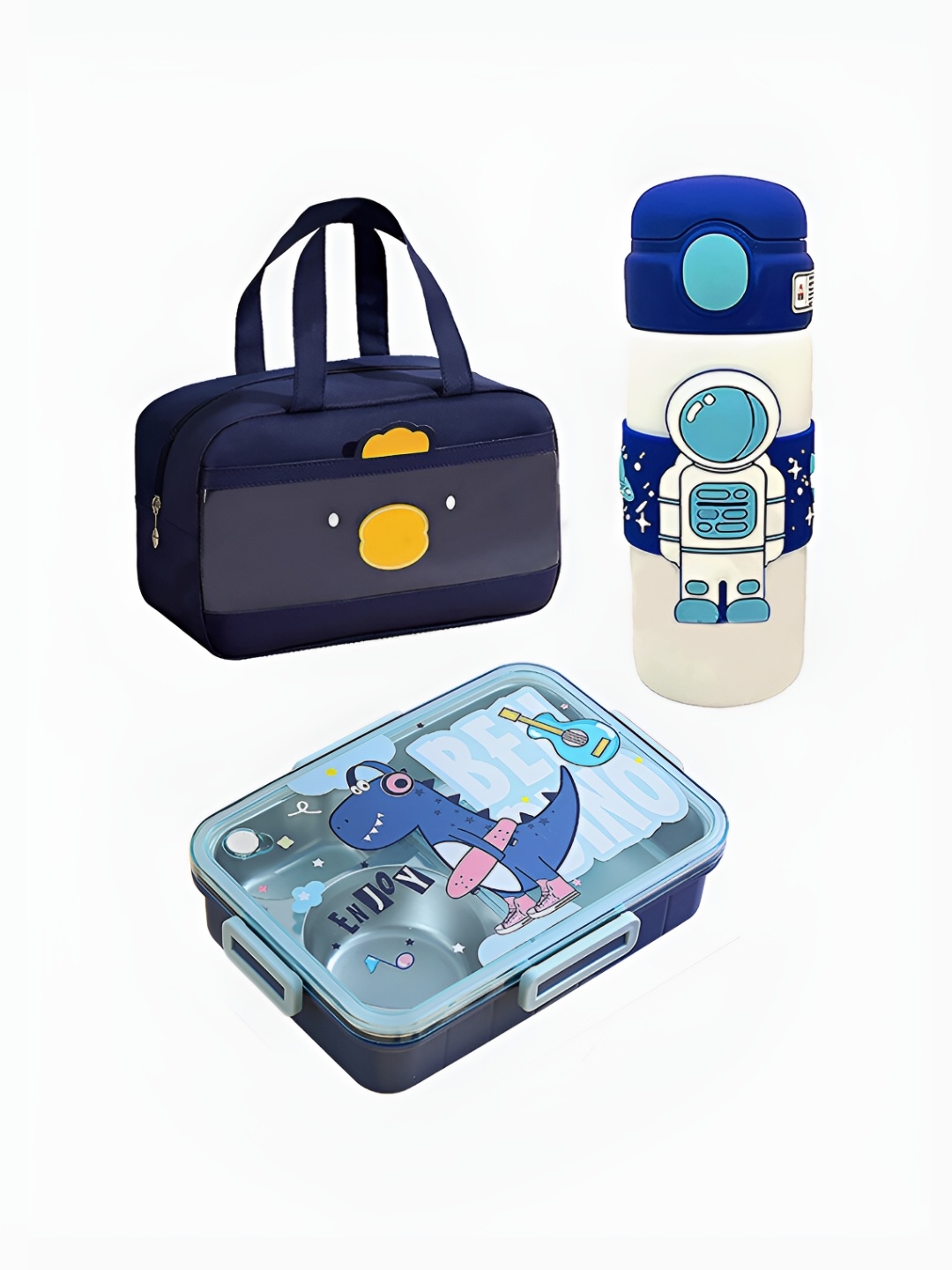 

Little Surprise Box LLP Blue & White Dino Astro Printed Microwave Safe Lunch Box