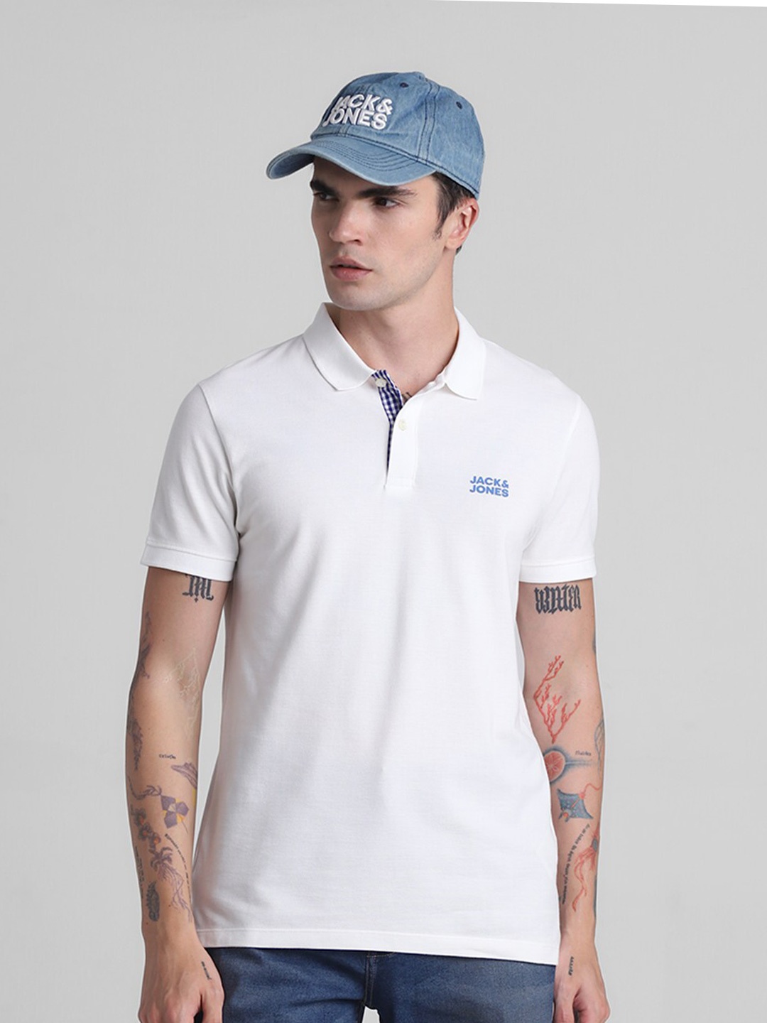 

Jack & Jones Polo Collar Short Sleeves Cotton Slim Fit T-shirt, White