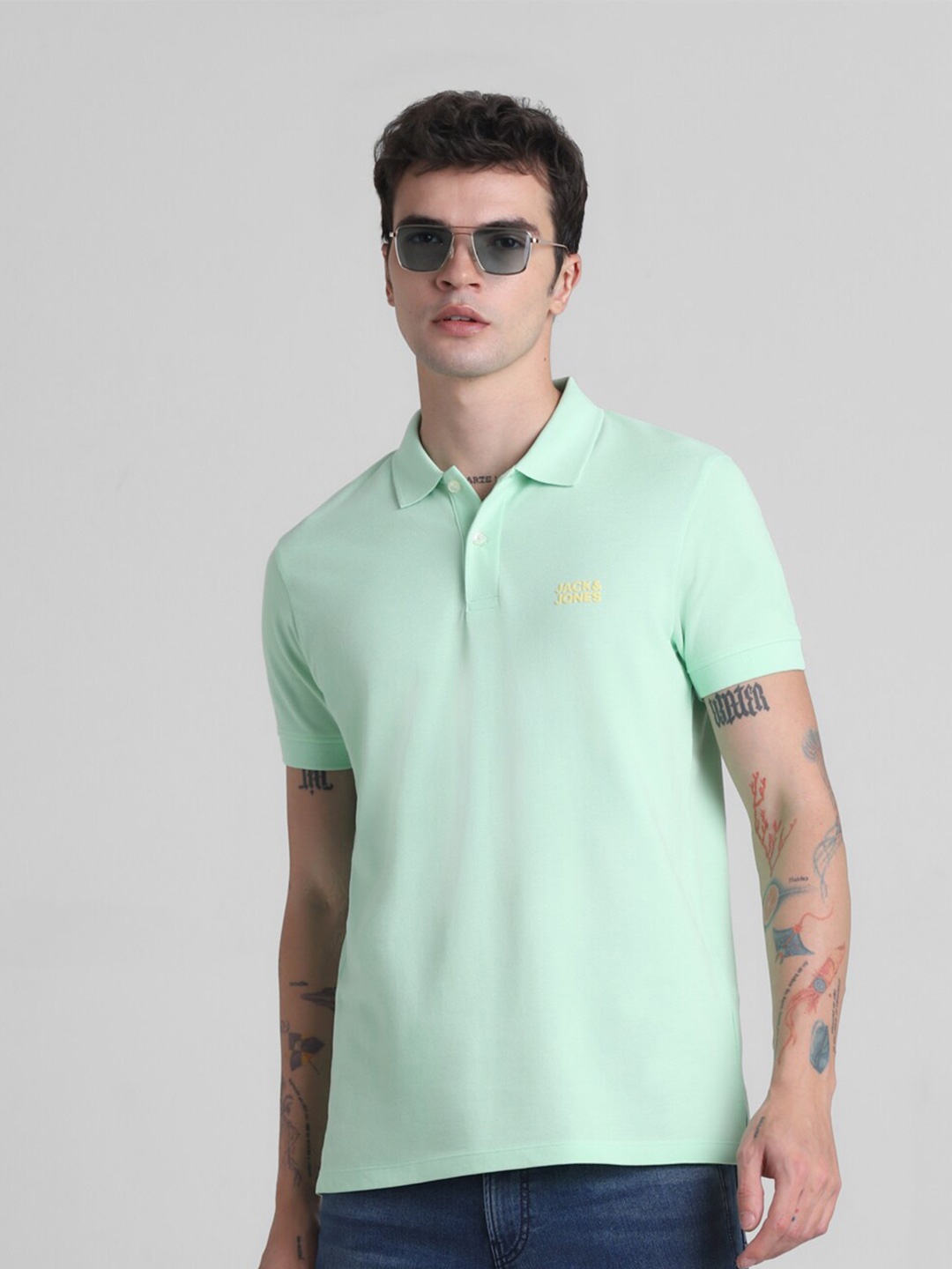 

Jack & Jones Polo Collar Short Sleeves Cotton Slim Fit T-shirt, Green