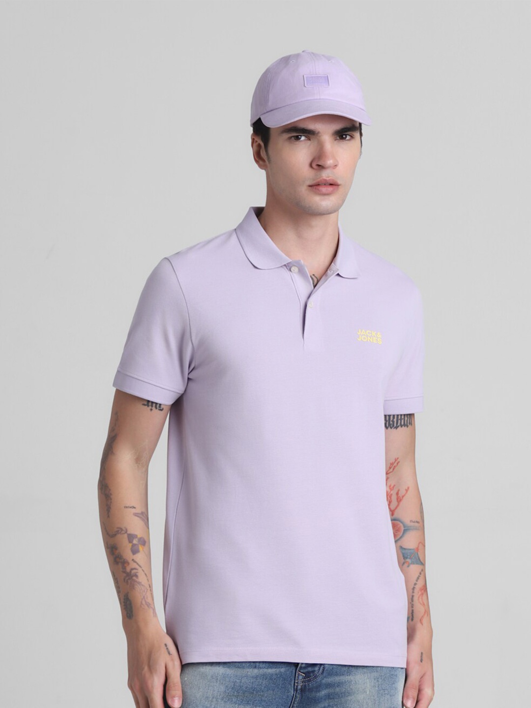 

Jack & Jones Polo Collar Short Sleeves Cotton Slim Fit T-shirt, Purple