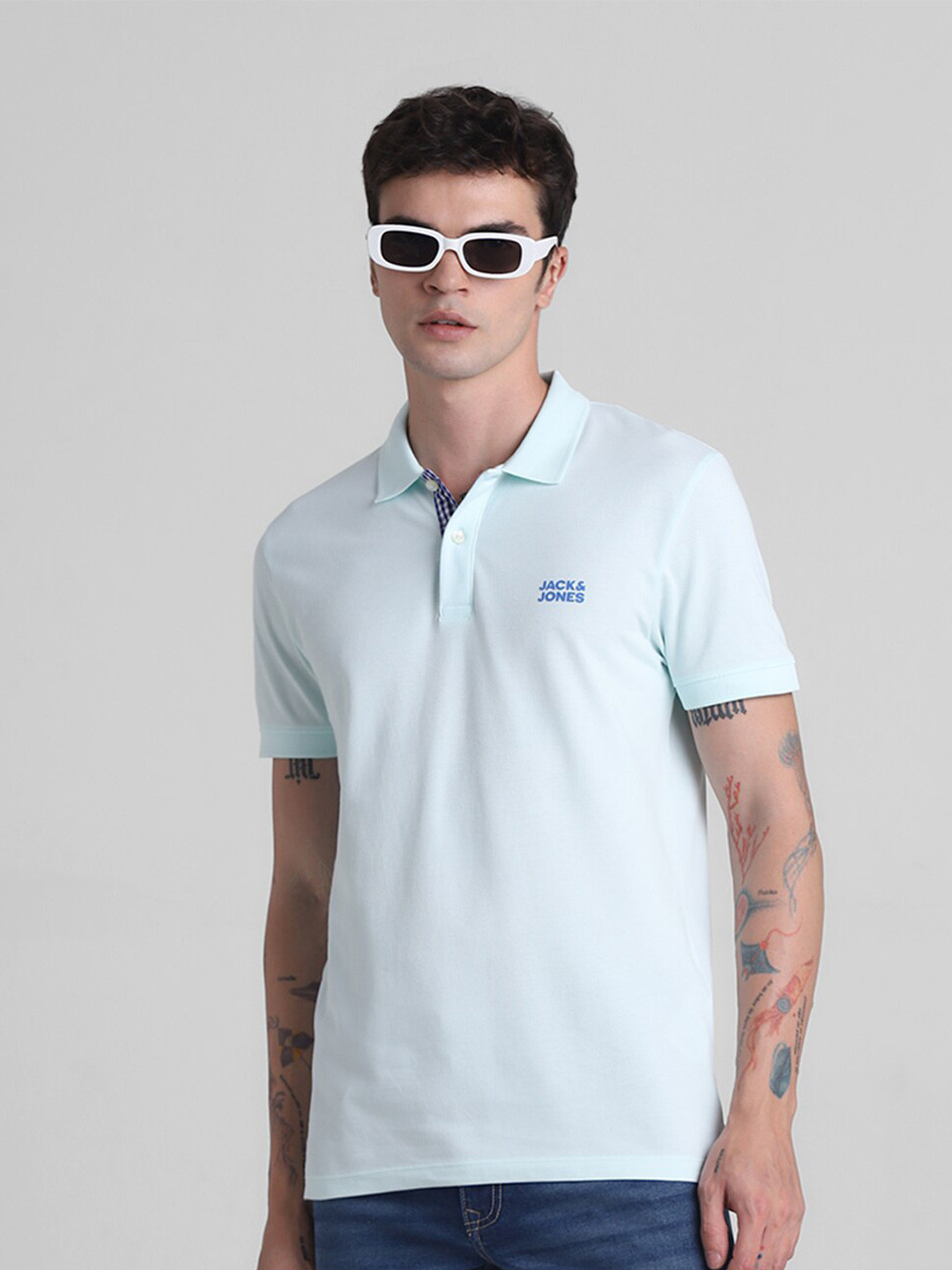 

Jack & Jones Polo Collar Short Sleeves Cotton Slim Fit T-shirt, Blue