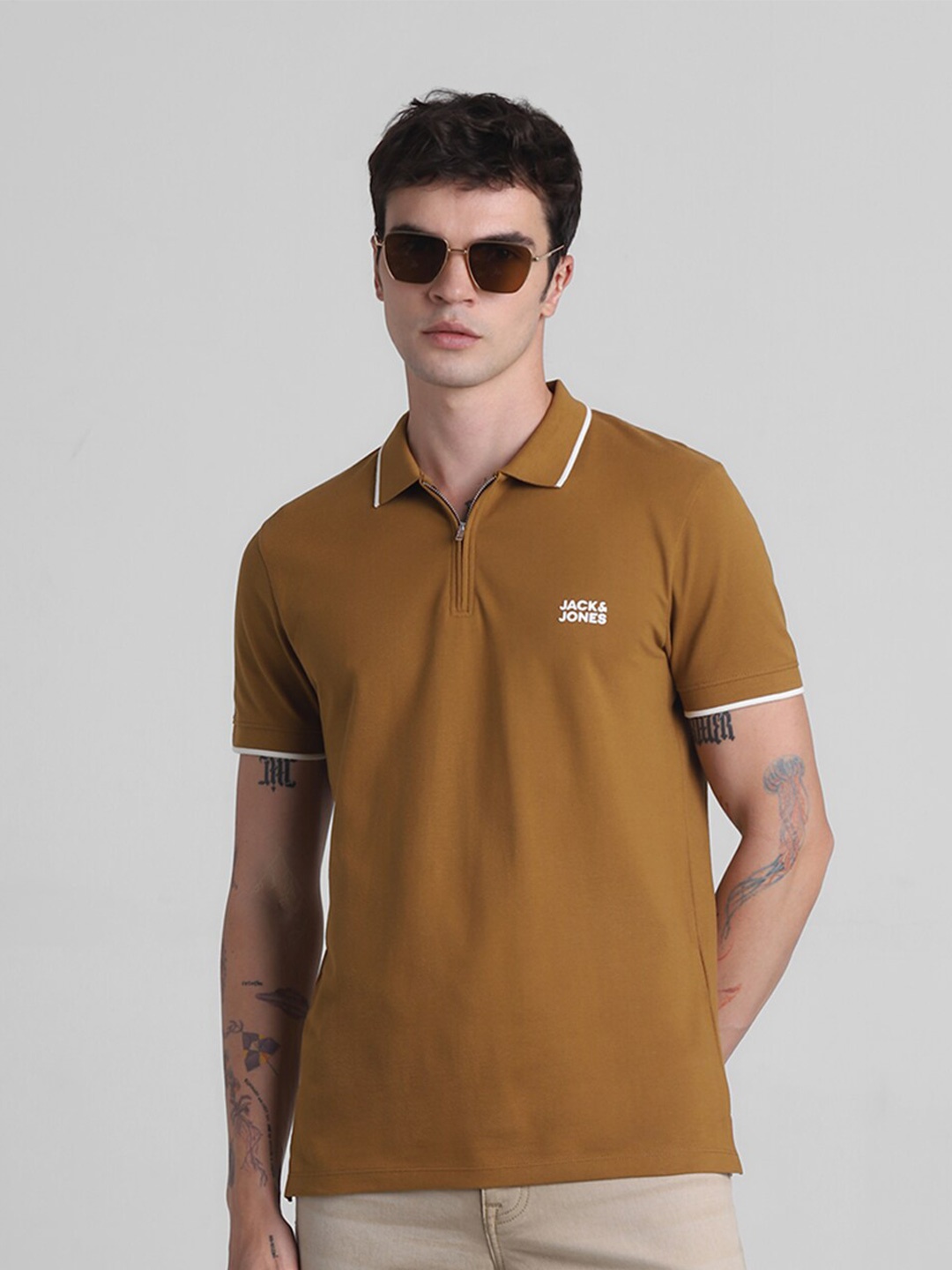 

Jack & Jones Polo Collar Short Sleeves Cotton Slim Fit T-shirt, Brown