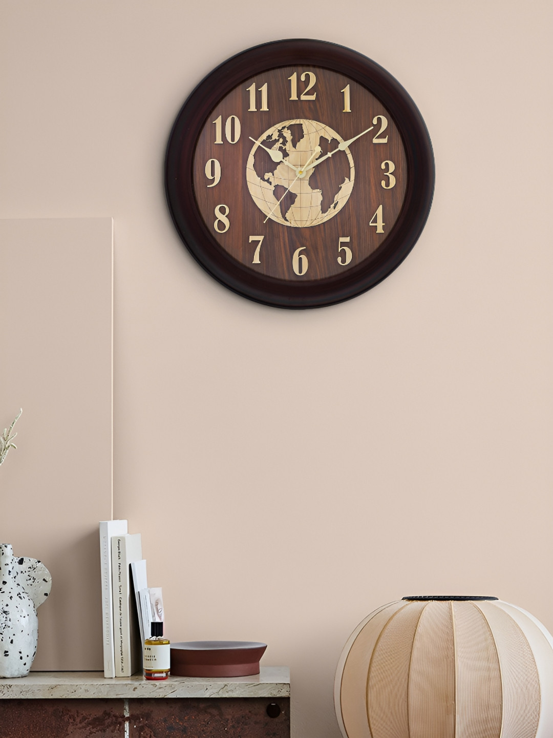 

Craft Smith Brown & Gold-Toned Embellished Wooden Contemporary Round Wall Clock