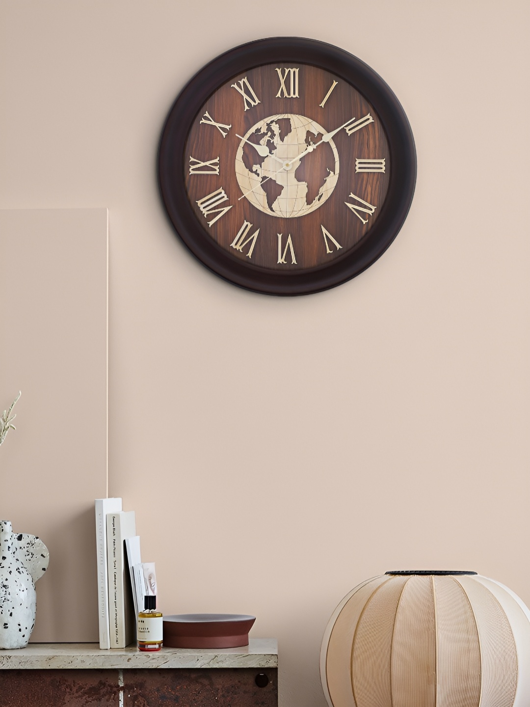 

Craft Smith Brown & Gold-Toned Embellished Wooden Contemporary Round Wall Clock