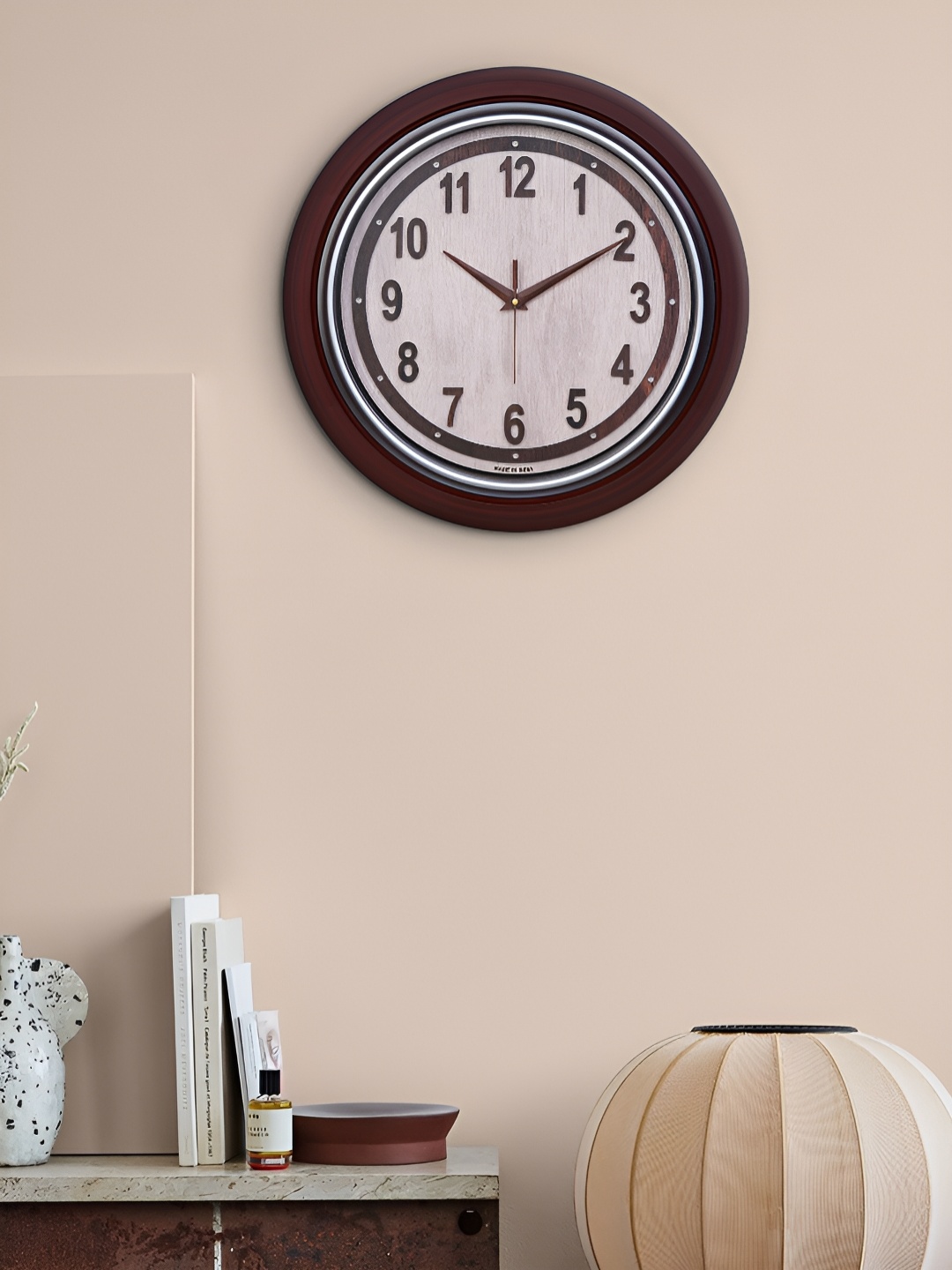 

Craft Smith Brown & White Printed Wooden Contemporary Round Wall Clock
