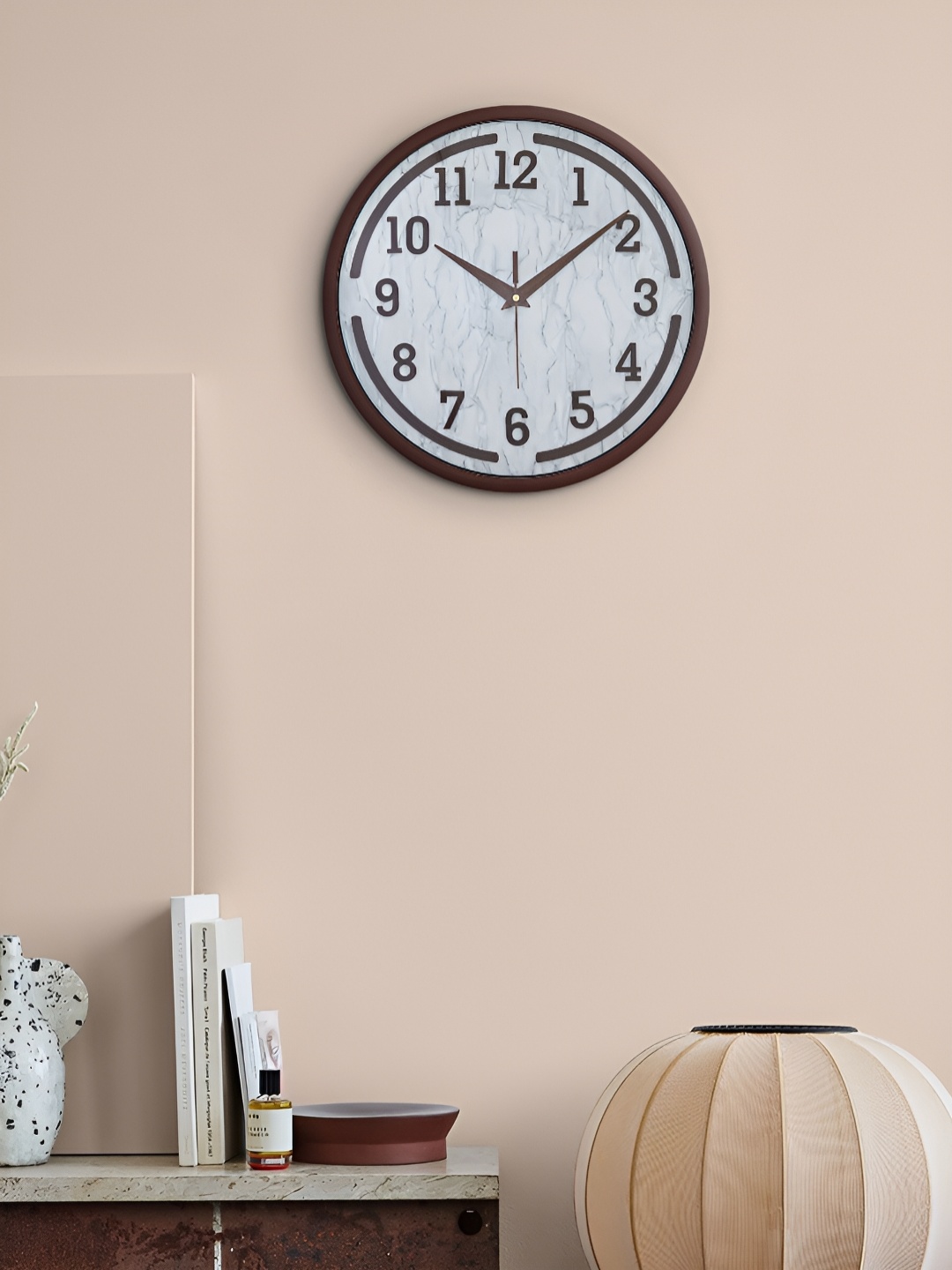 

Craft Smith Brown & White Embellished Wooden Contemporary Round Wall Clock