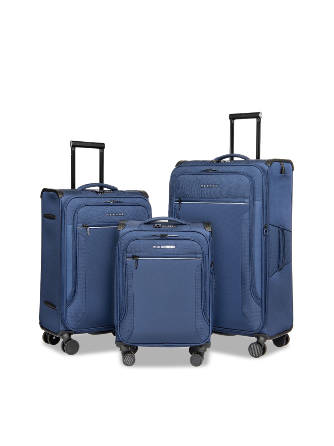 

VERAGE Toledo Set Of 3 Textured Soft Sided Trolley Bag - 105 L, Blue