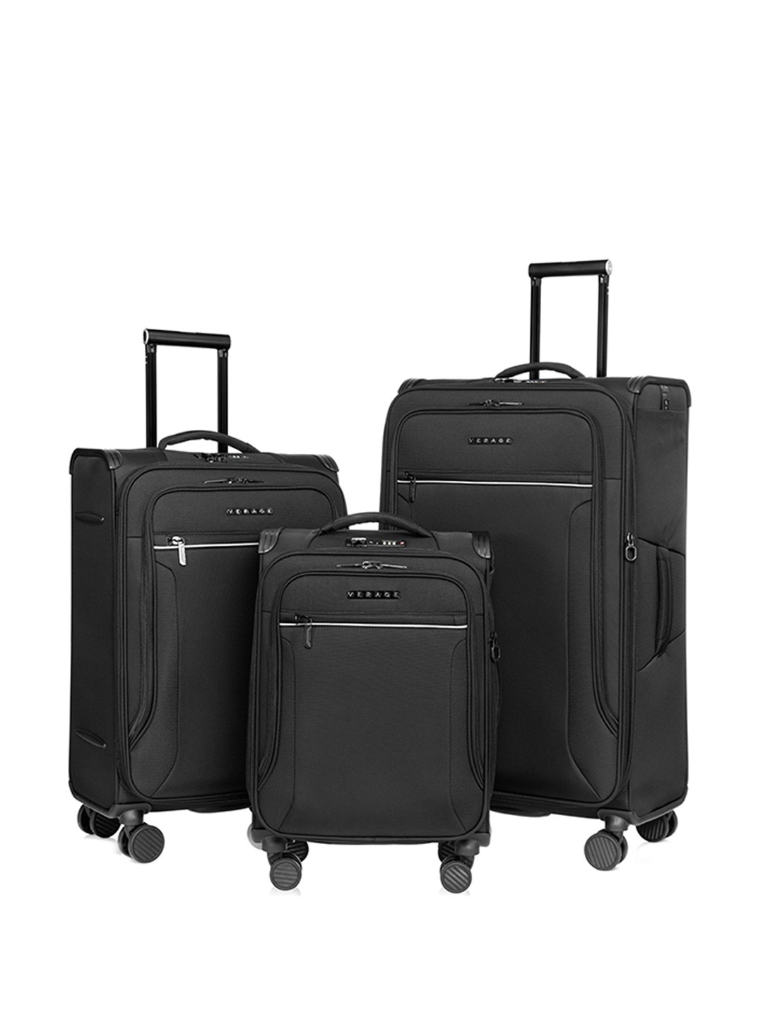 

VERAGE Toledo Set of 3 Medium Padded Trolley Bags, Black