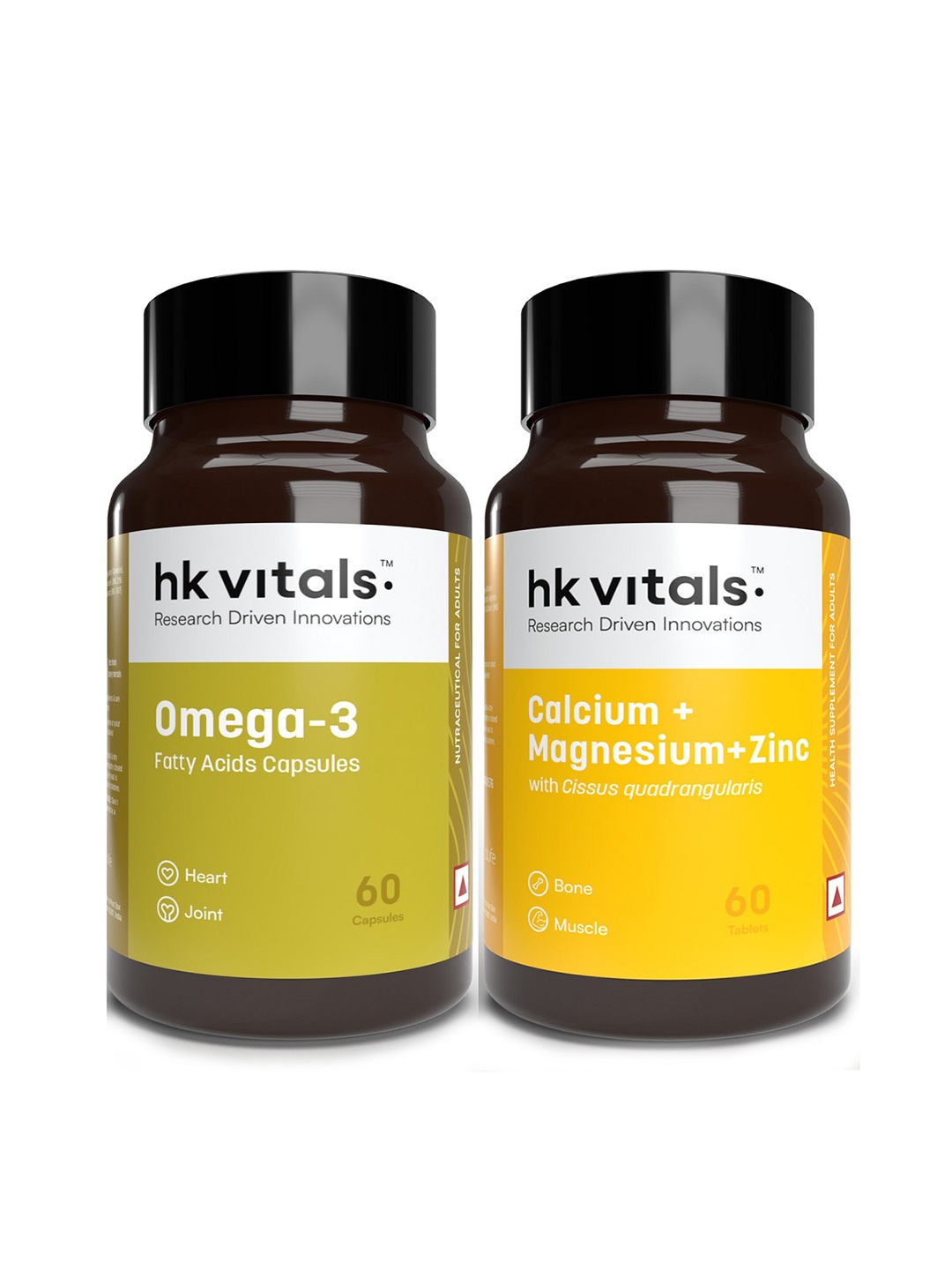 

HK VITALS Omega 3 Capsules & Calcium Tablets, White