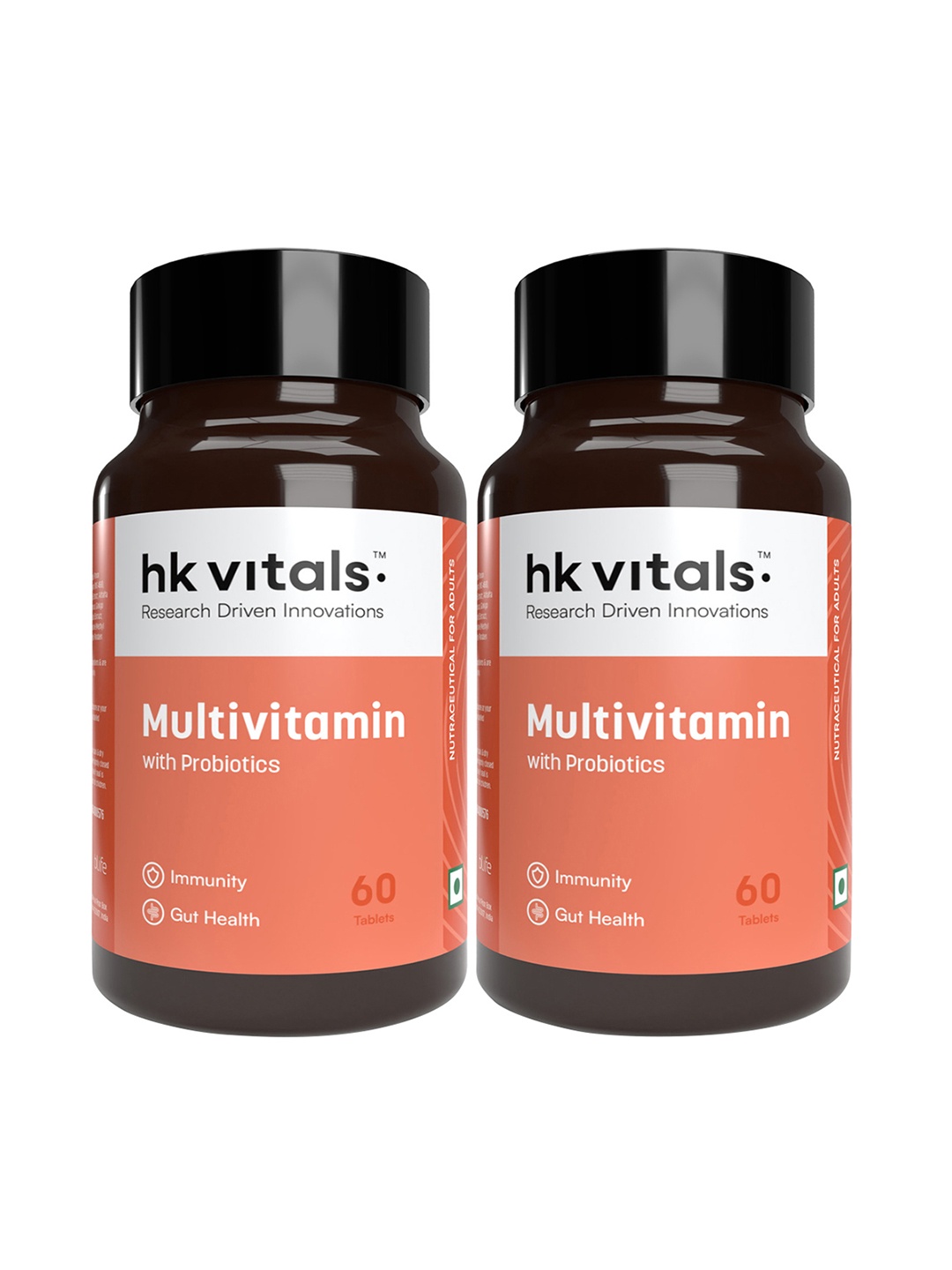 

HK VITALS Set of 2 Multivitamin with Probiotics Tablets - 60 Tablets Each, White