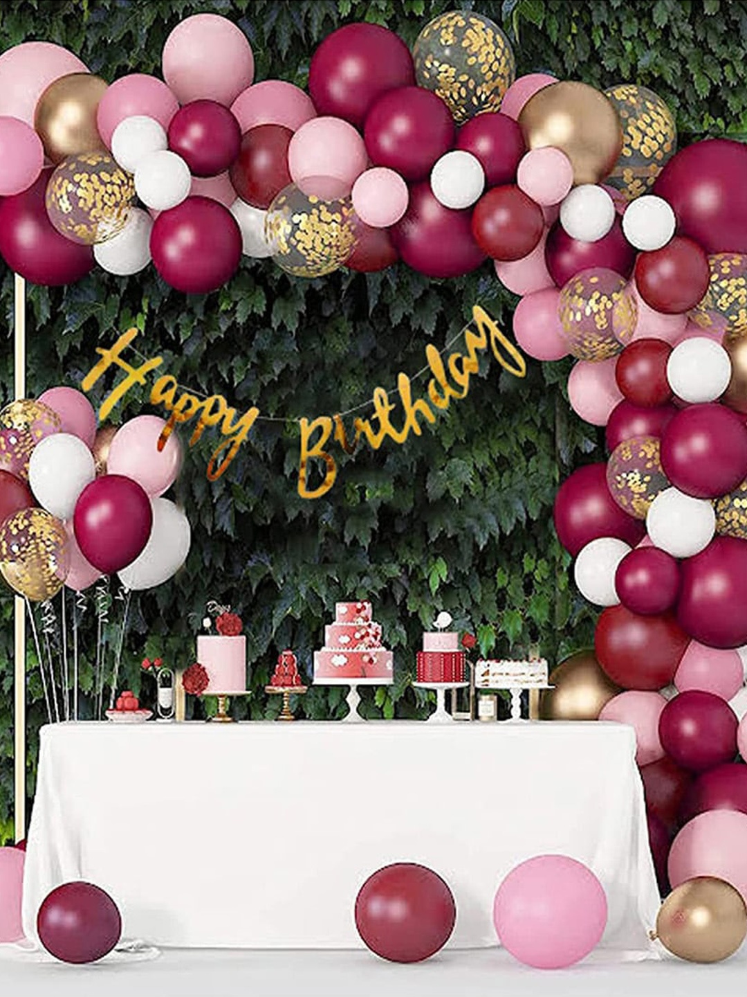 

Special You Gold Toned & Maroon 63 Pieces Birthday Decoration