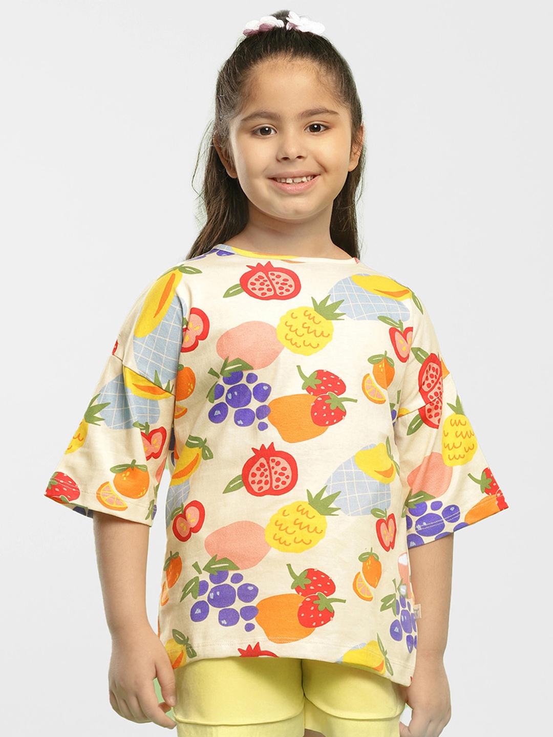 

Somersault Girls Floral Printed Flared Sleeve Cotton Top, Yellow
