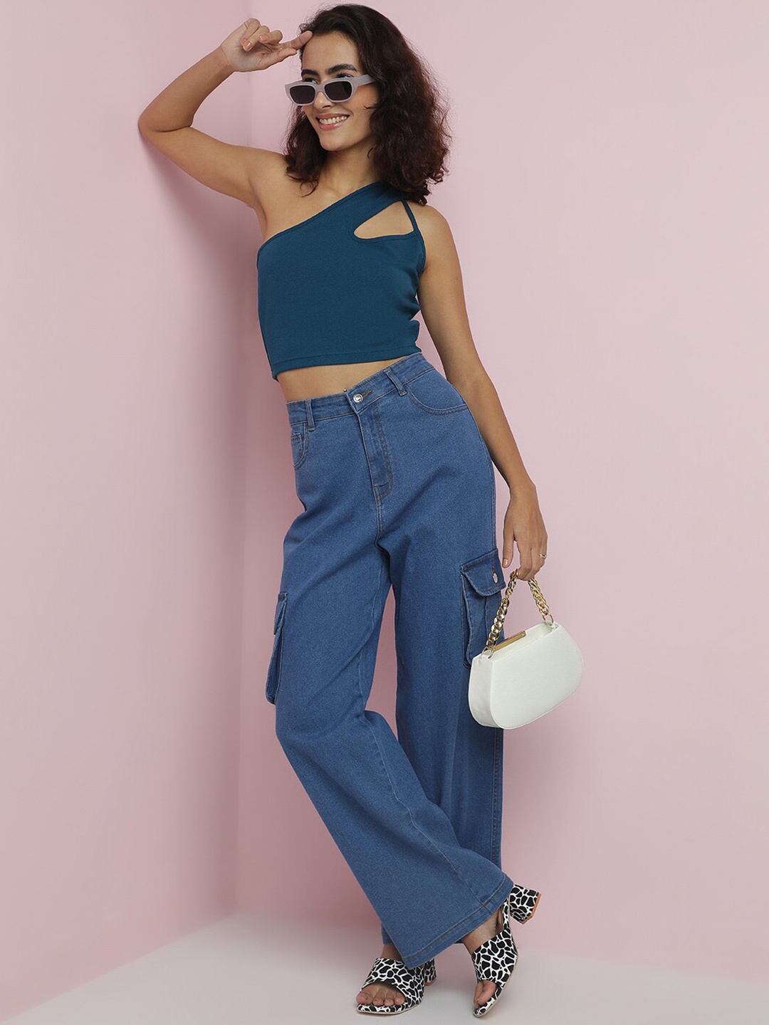 

Stylecast X Kotty One Shoulder Fitted Crop Top, Green