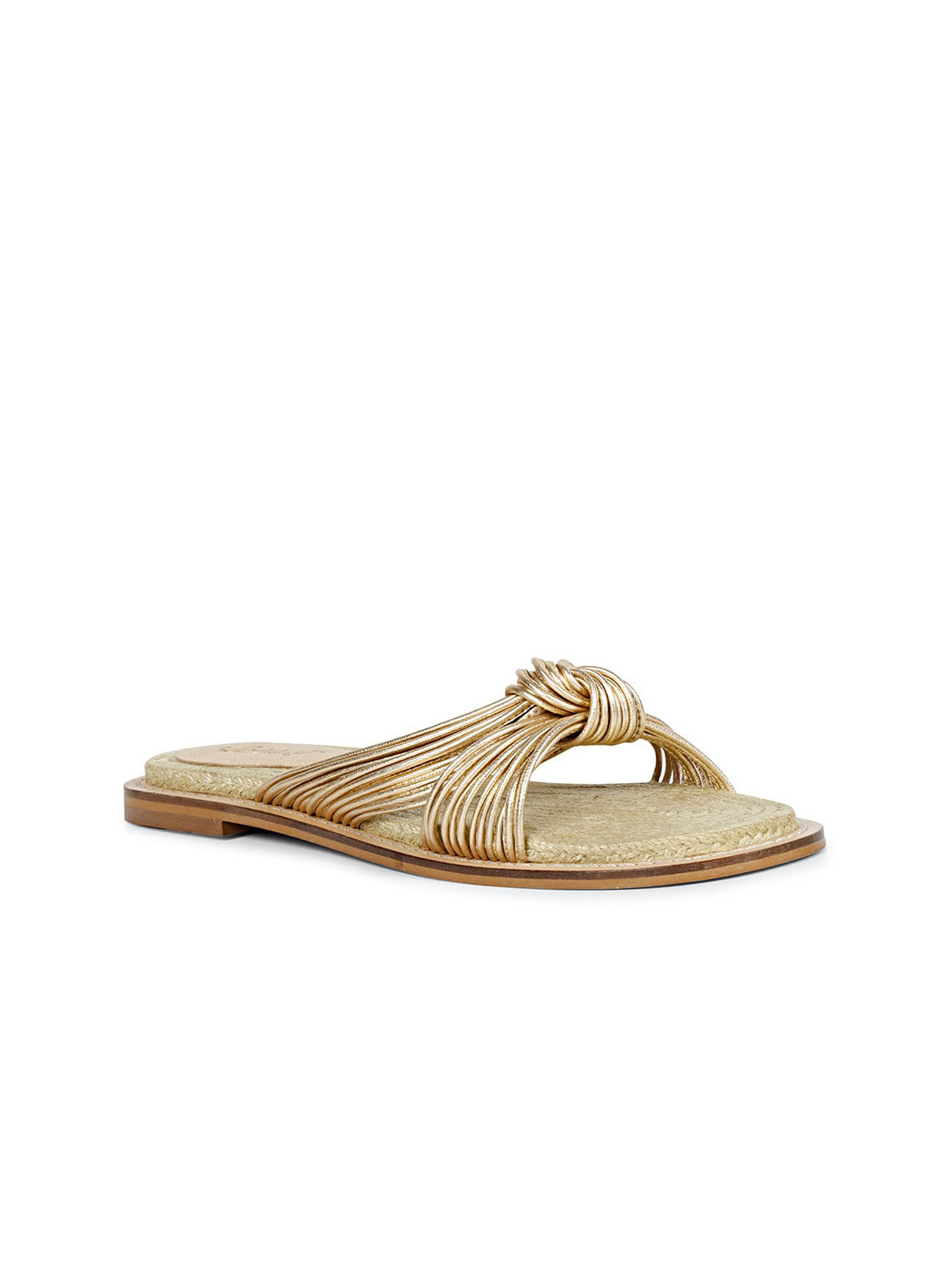 

Saint G Textured Leather Open Toe Flats, Metallic