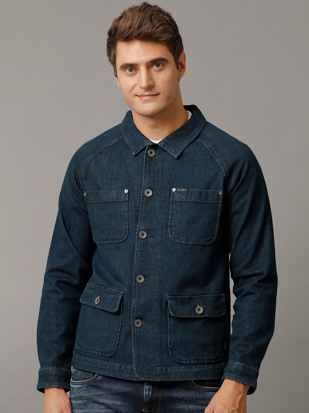 

Voi Jeans Washed Spread Collar Denim Jacket, Blue