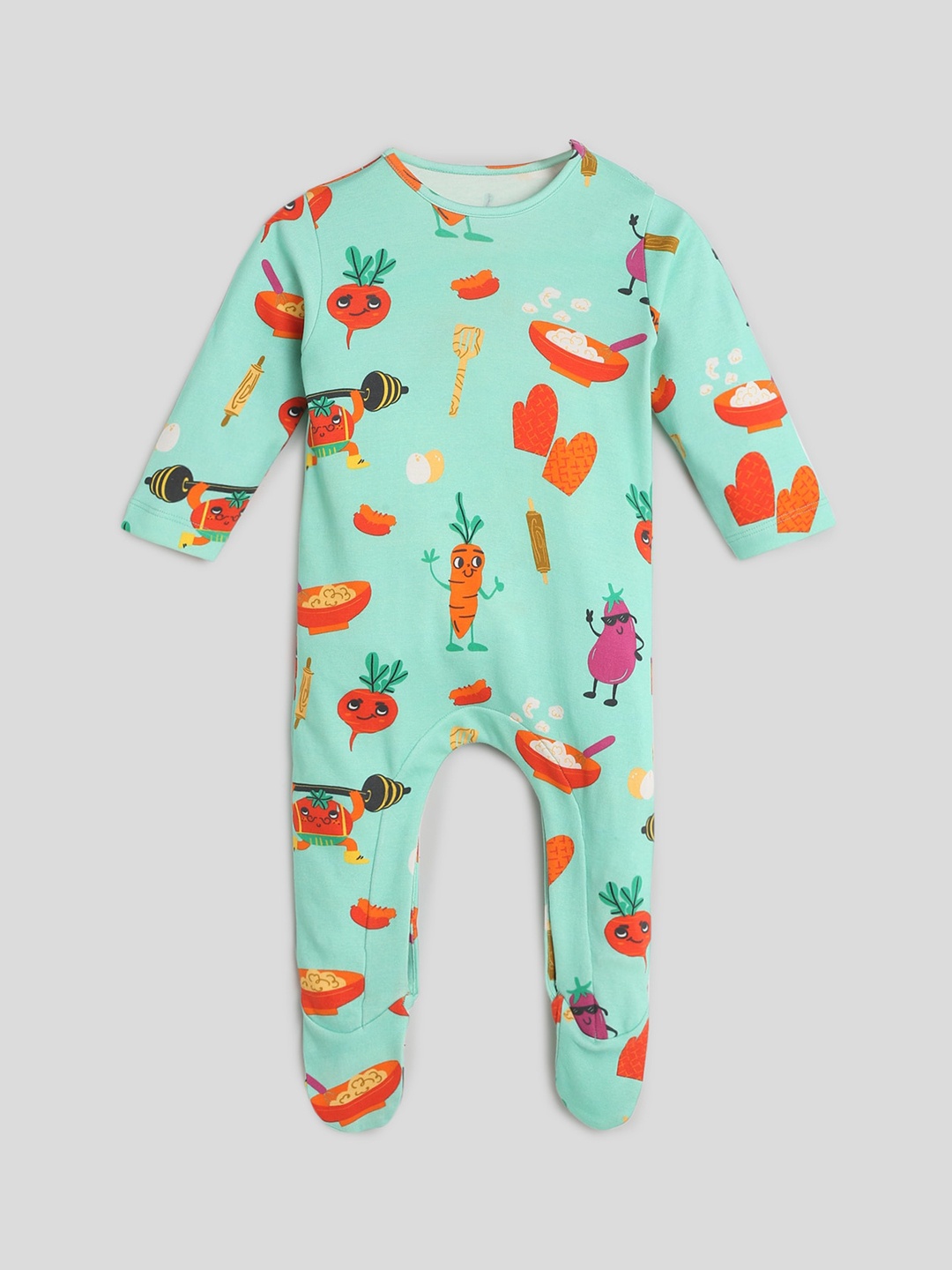 

Somersault Infants Printed Pure Cotton Sleepsuit, Sea green