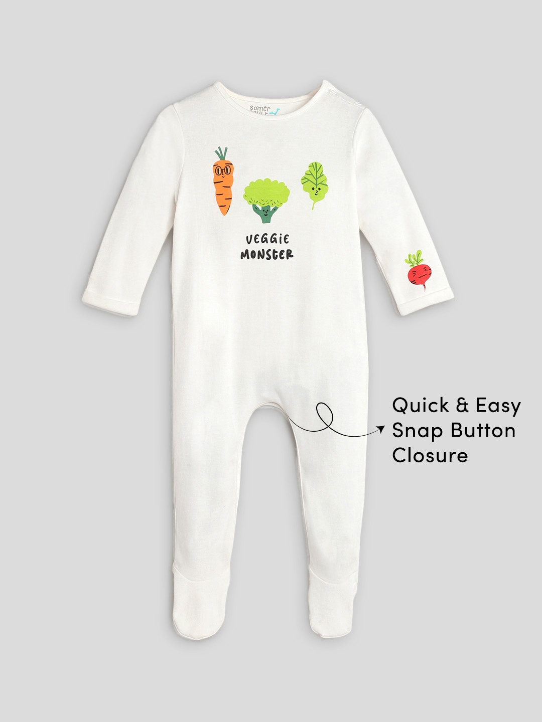 

Somersault Infants Printed Pure Cotton Sleepsuit, White