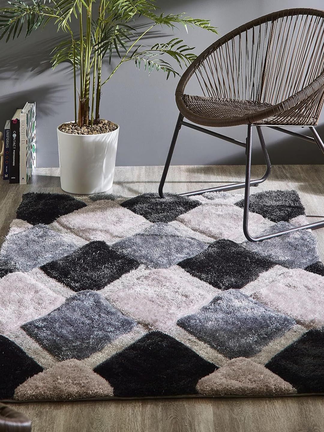 

SR Handloom Grey & Black Geometric Printed Anti-Skid Carpet