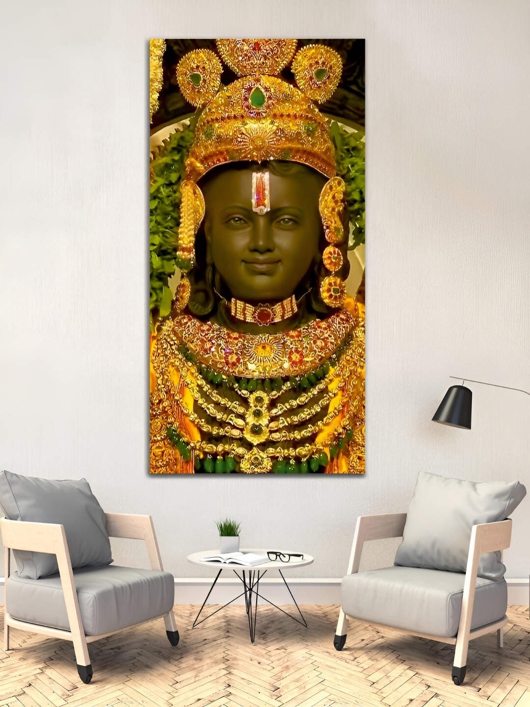 

MITHILA Handicrafts Black & Gold Toned Wooden Frame Canvas Painting Wall Art