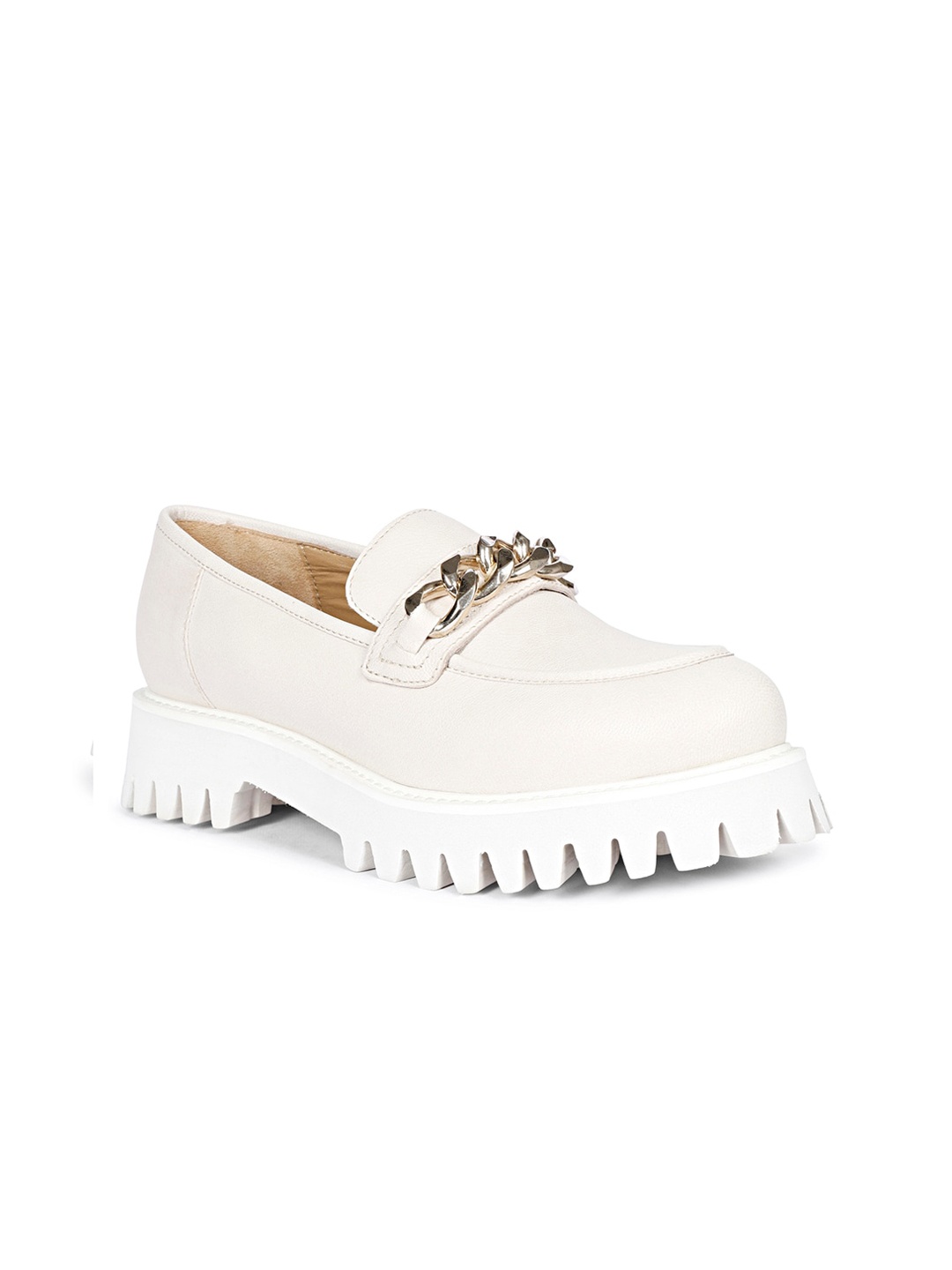 

Saint G Embellished Leather Block Heeled Pumps, Off white