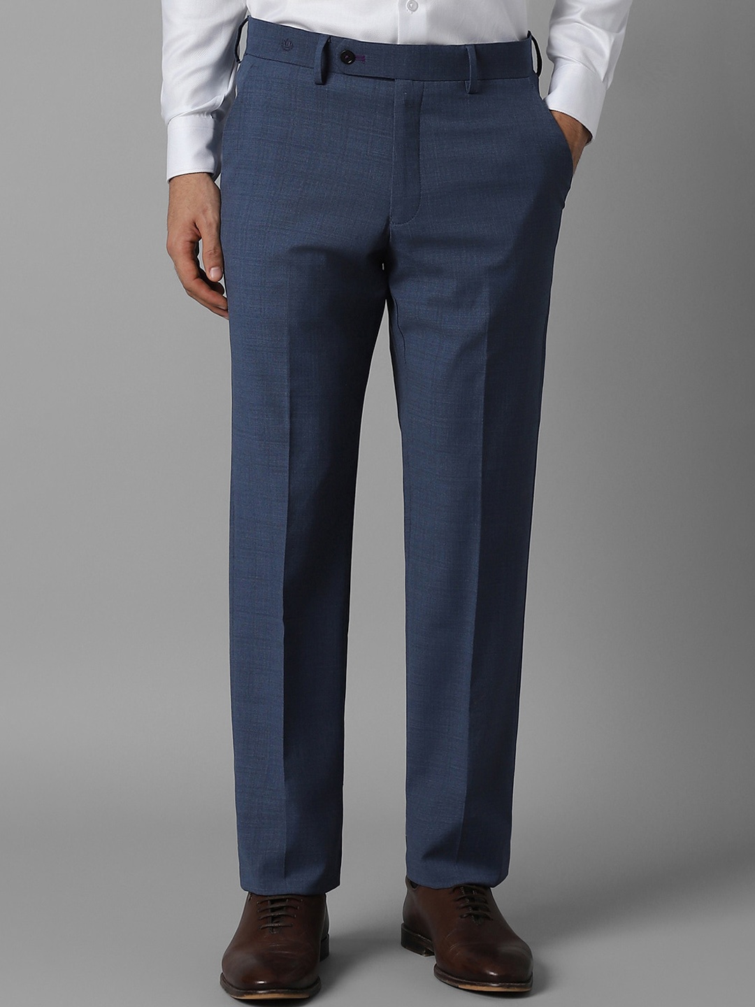 

Luxure by Louis Philippe Men Slim Fit Mid-Rise Formal Trousers, Navy blue